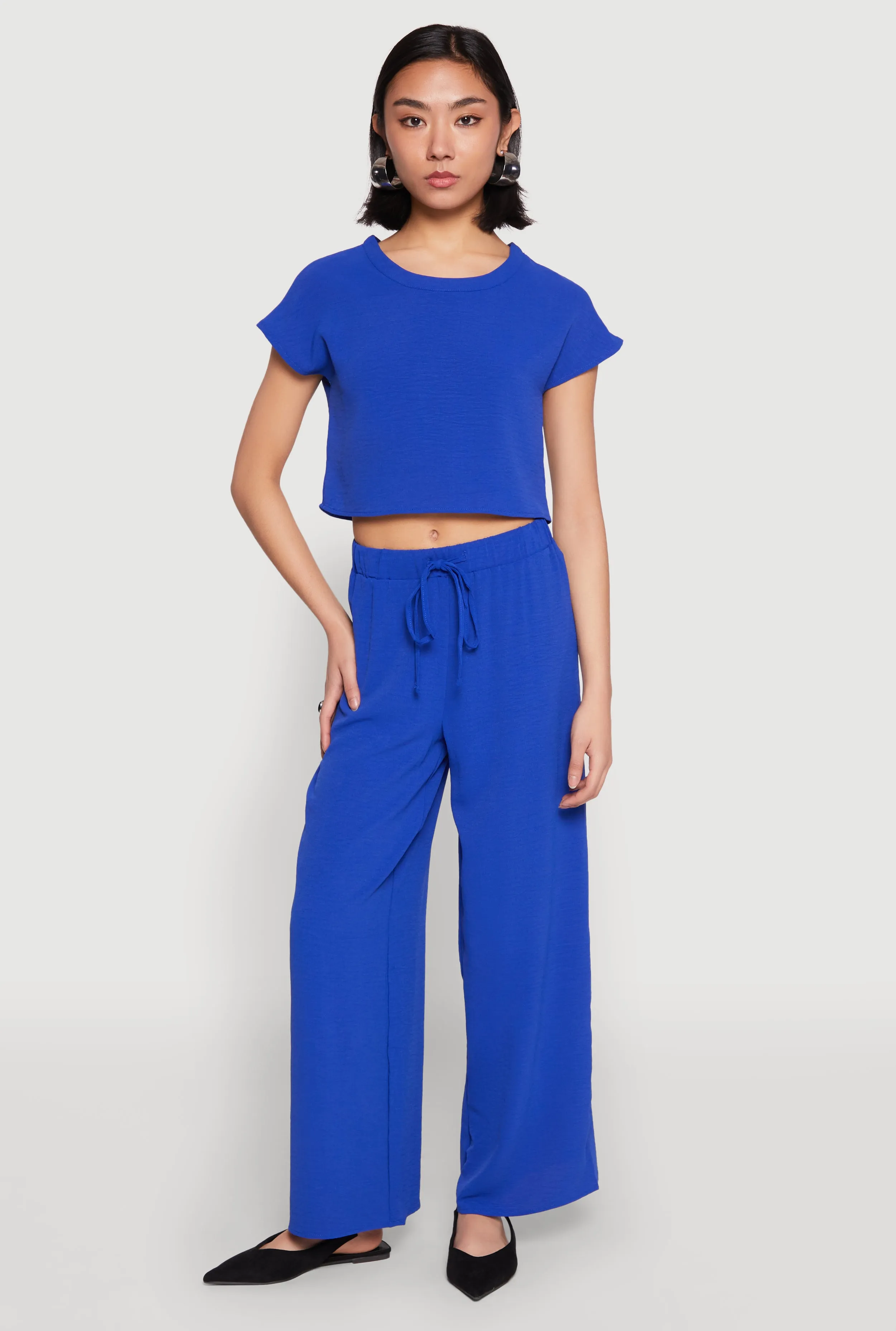 Crepe Knit Drawstring Wide Leg Pants sold by Rainbow