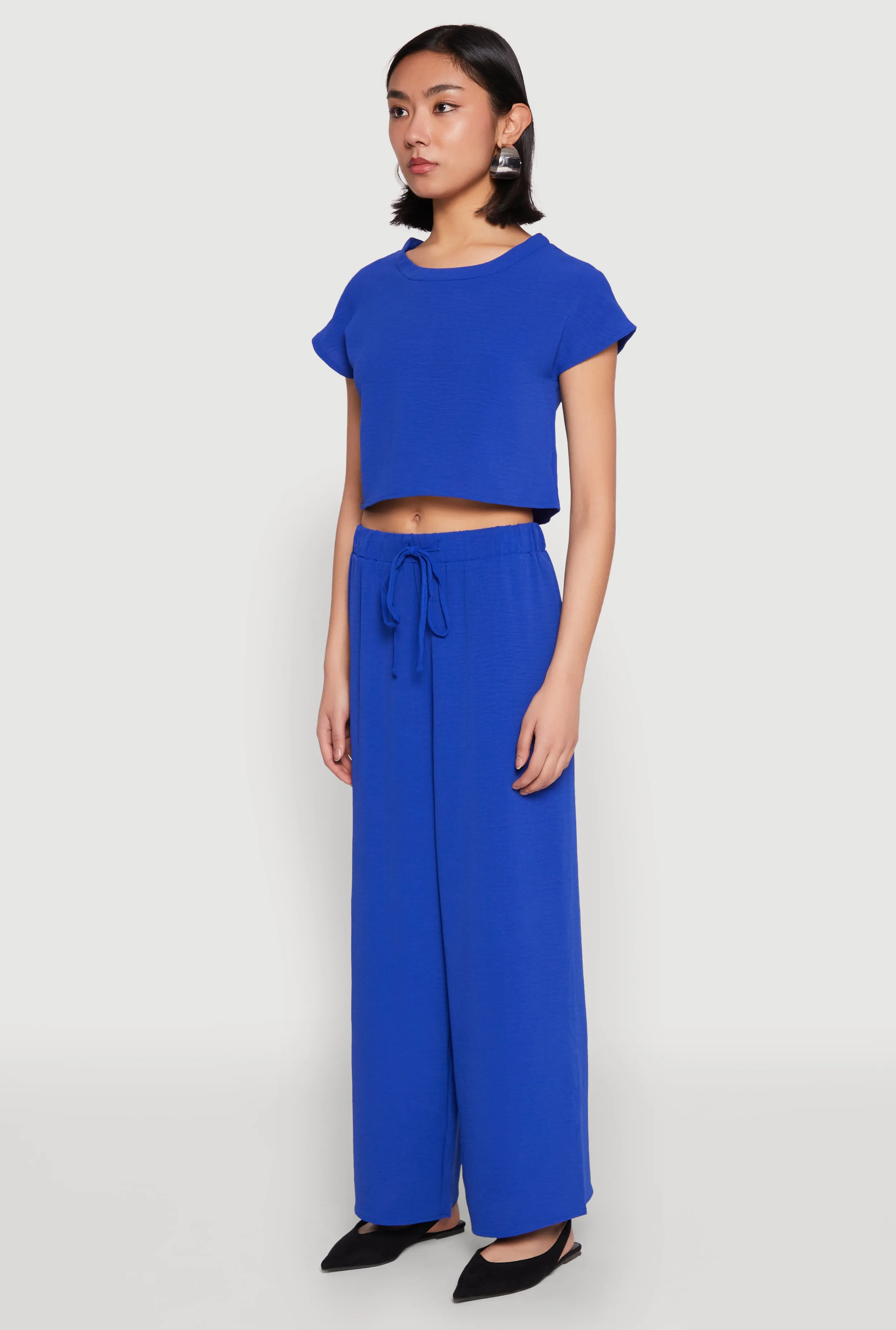 Crepe Knit Short Sleeve Crop Top sold by Rainbow product image thumbnail 5