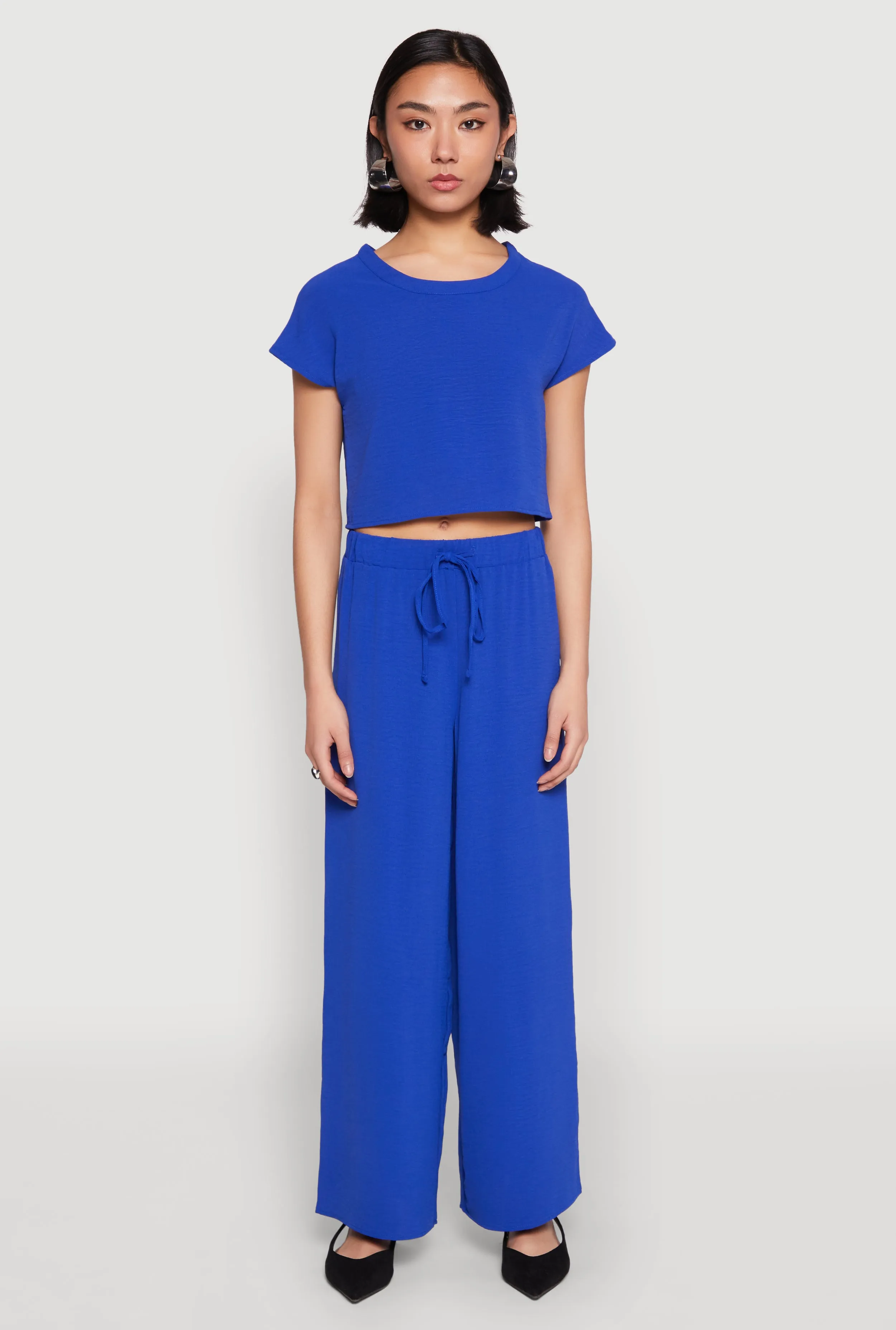 Crepe Knit Short Sleeve Crop Top sold by Rainbow product image thumbnail 3