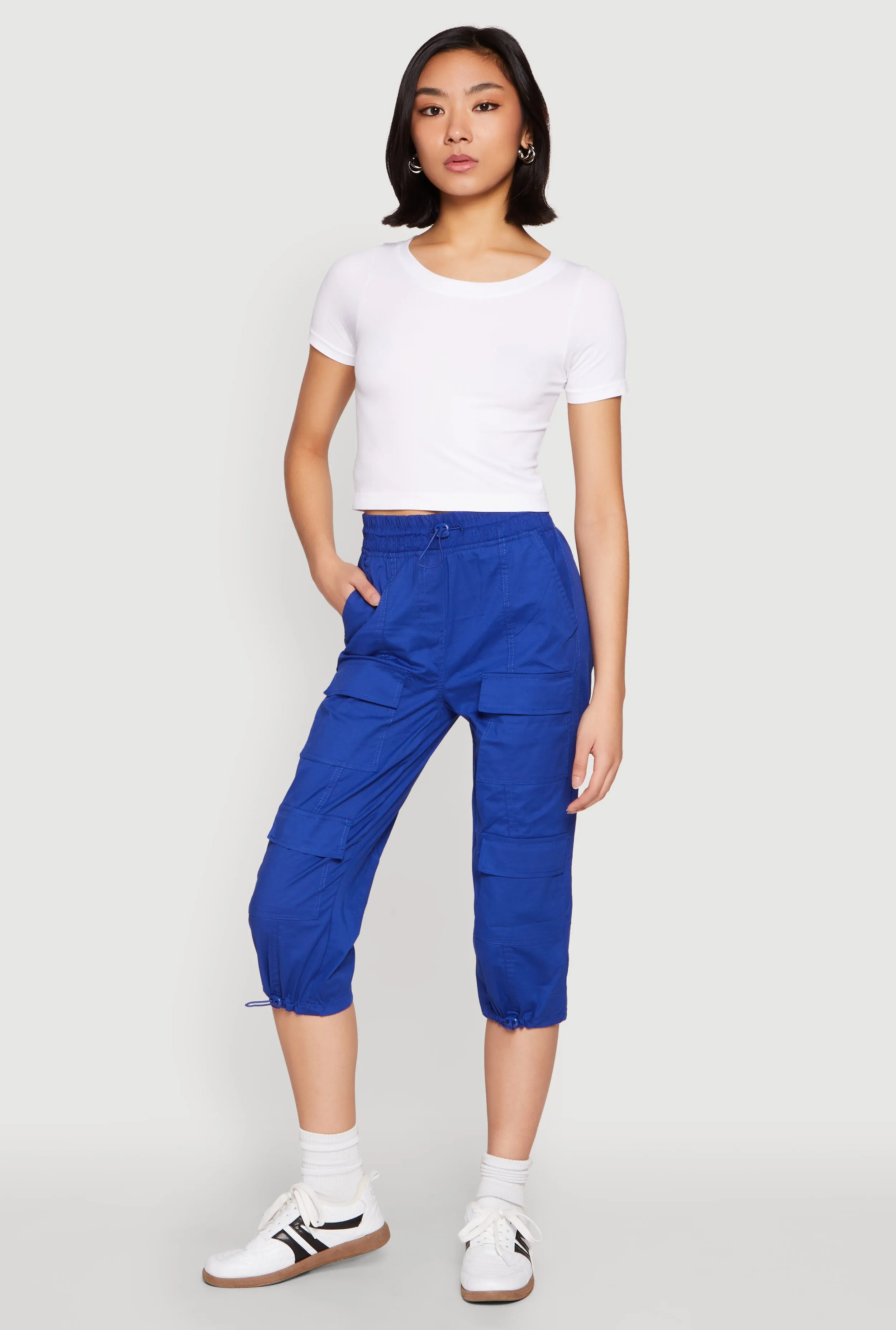 Toggle Drawstring Hem Cargo Capris sold by Rainbow