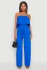 Crepe Knit Ruffle Overlay Tie Waist Jumpsuit sold by Rainbow