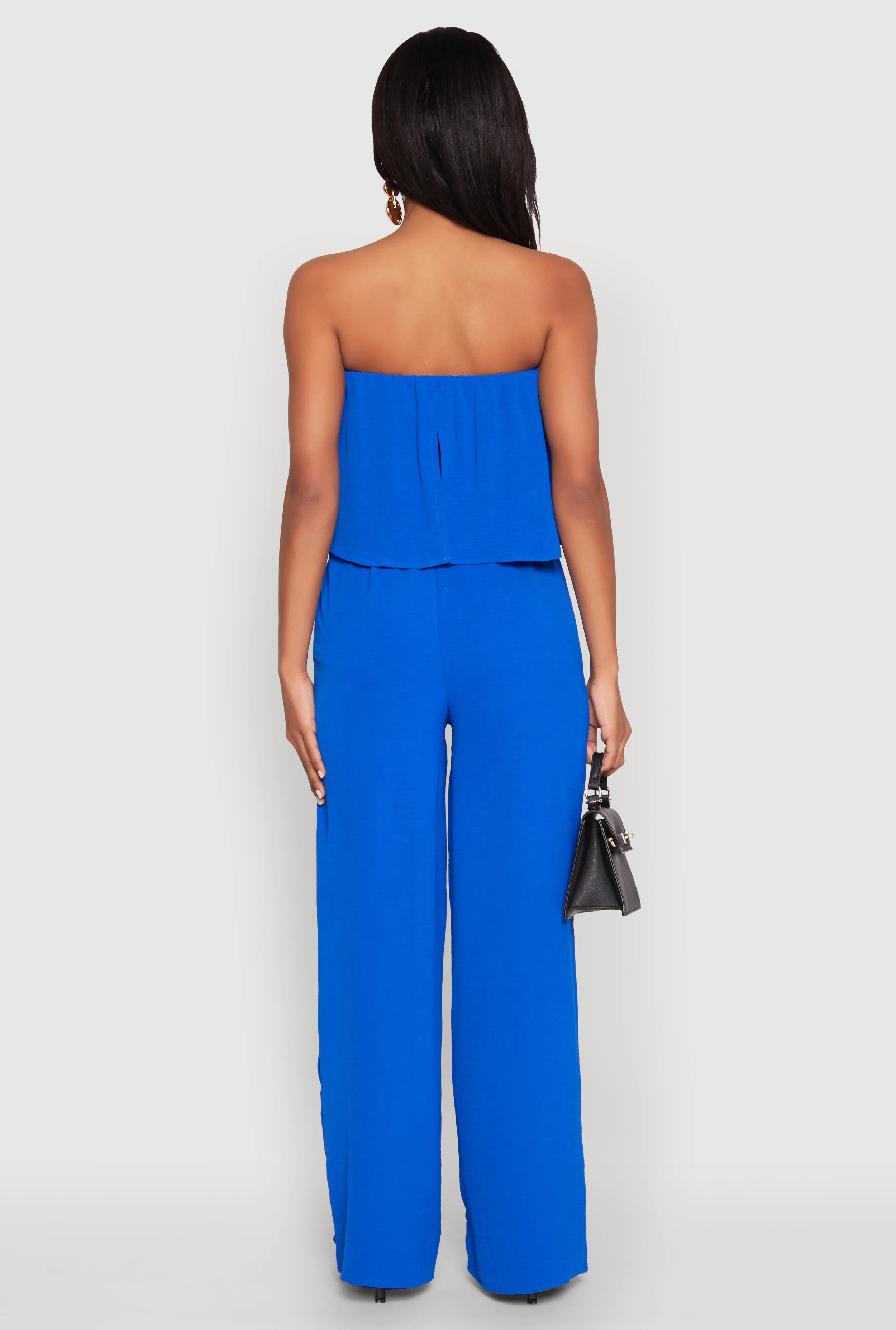 Crepe Knit Ruffle Overlay Tie Waist Jumpsuit sold by Rainbow product image thumbnail 5