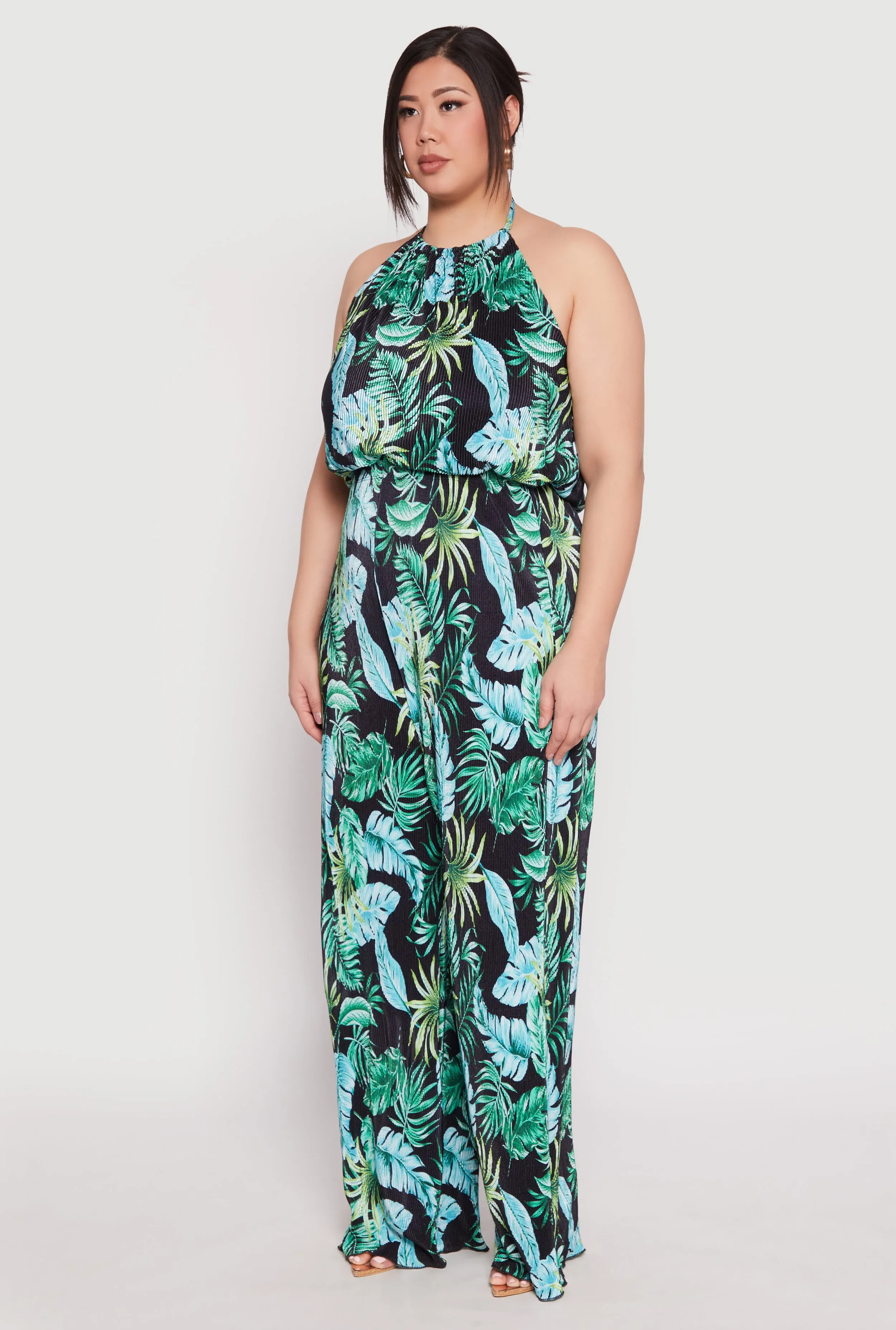 Plus Size Almost Famous Tropical Print Halter Crop Top sold by Rainbow product image thumbnail 5