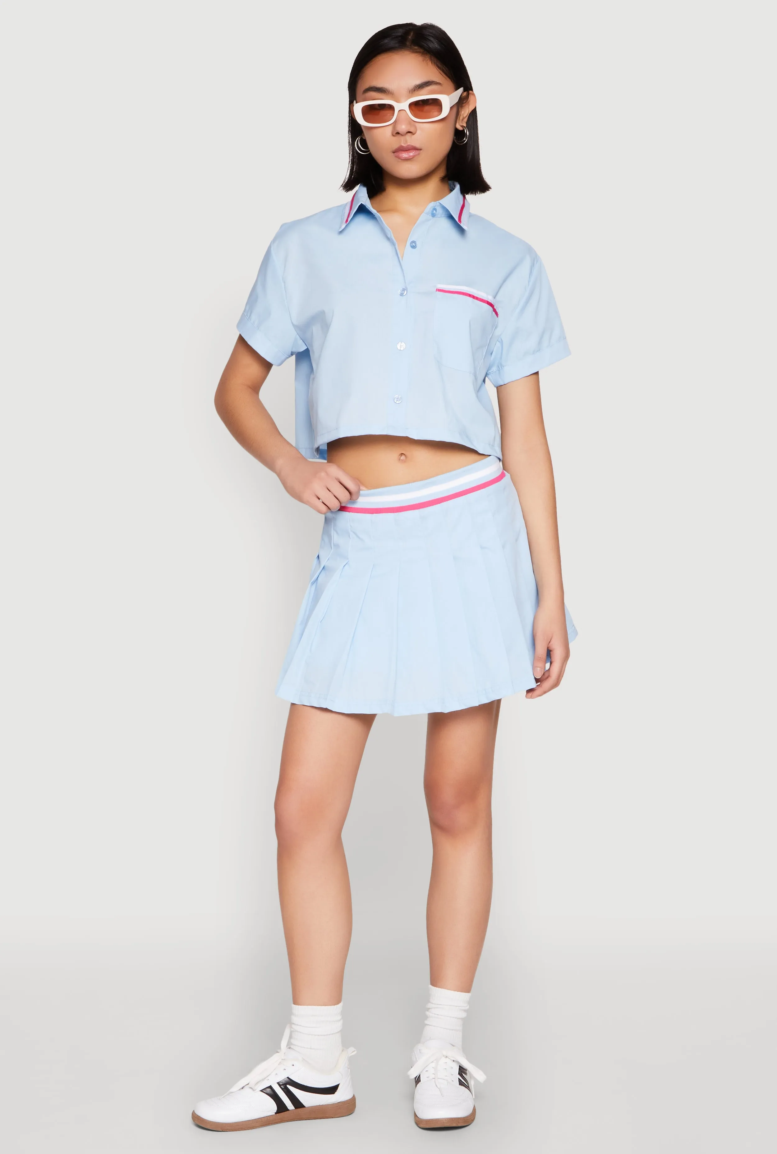 Poplin Varsity Stripe Pleated Skirt sold by Rainbow product image thumbnail 2