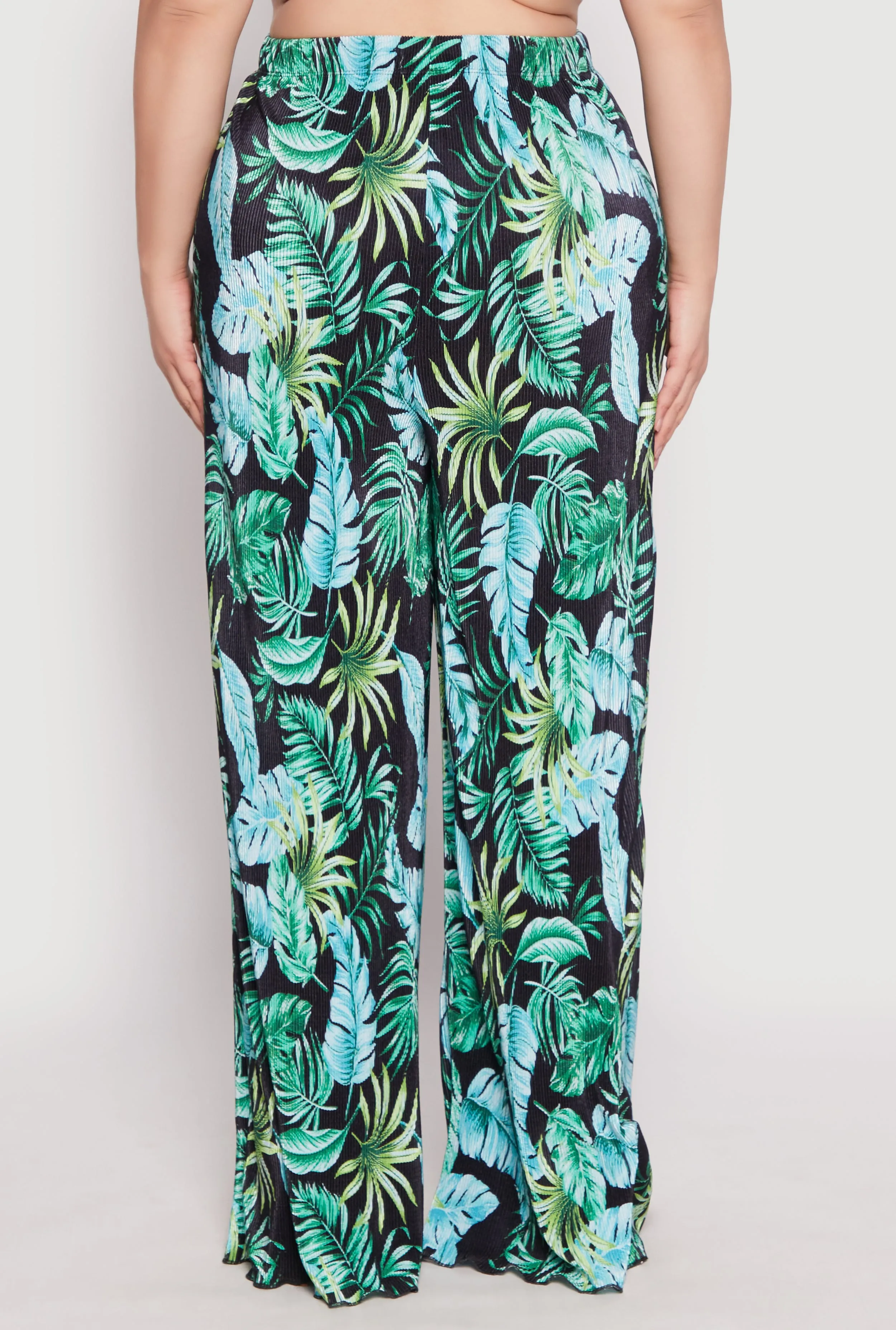 Plus Size Almost Famous Tropical Plisse Palazzo Pants sold by Rainbow product image thumbnail 5