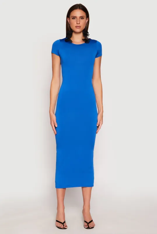 Short Sleeve Slit Back Maxi Dress sold by Rainbow