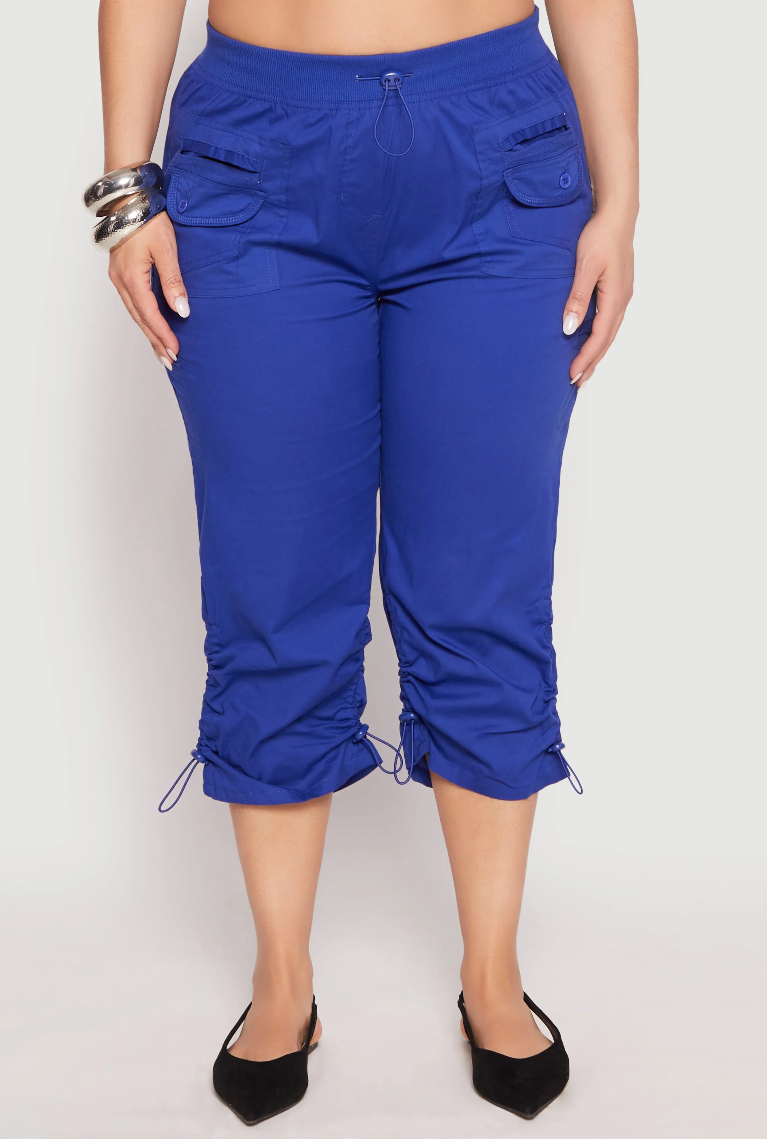 Plus Size Poplin Toggle Drawstring Capri Pants sold by Rainbow product image thumbnail 5
