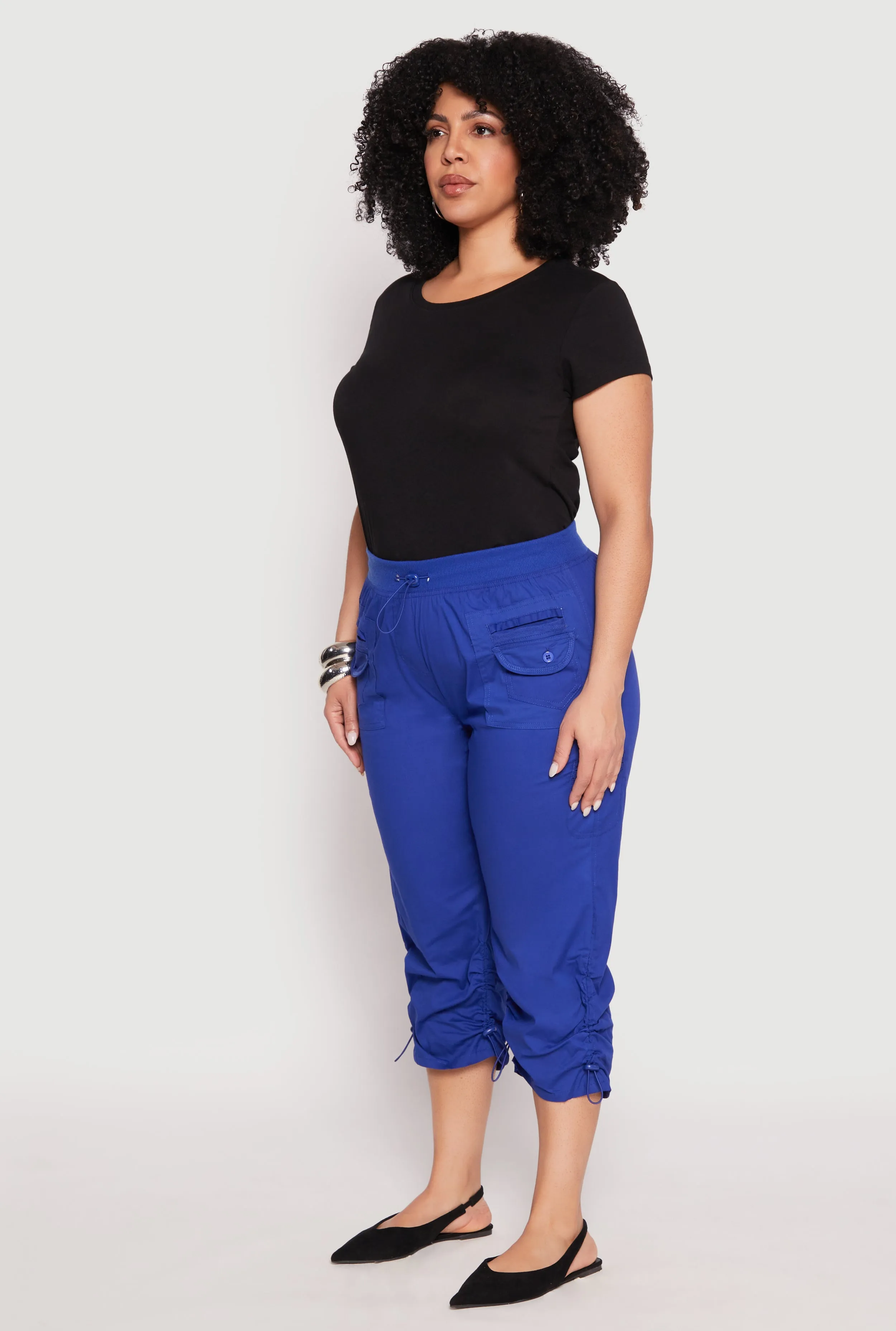 Plus Size Poplin Toggle Drawstring Capri Pants sold by Rainbow product image thumbnail 3