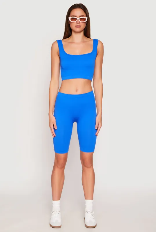 Seamless Ribbed Knit Tank Top and Biker Shorts sold by Rainbow