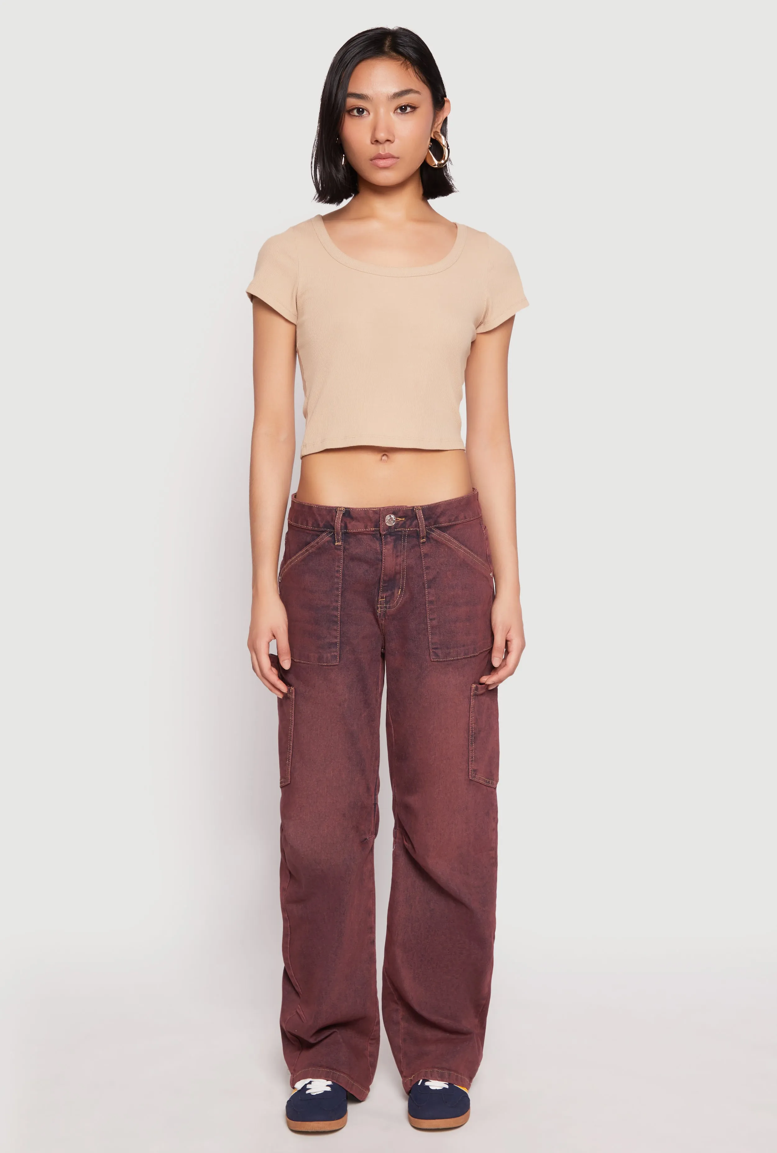Almost Famous Mineral Wash Cargo Barrel Jeans sold by Rainbow