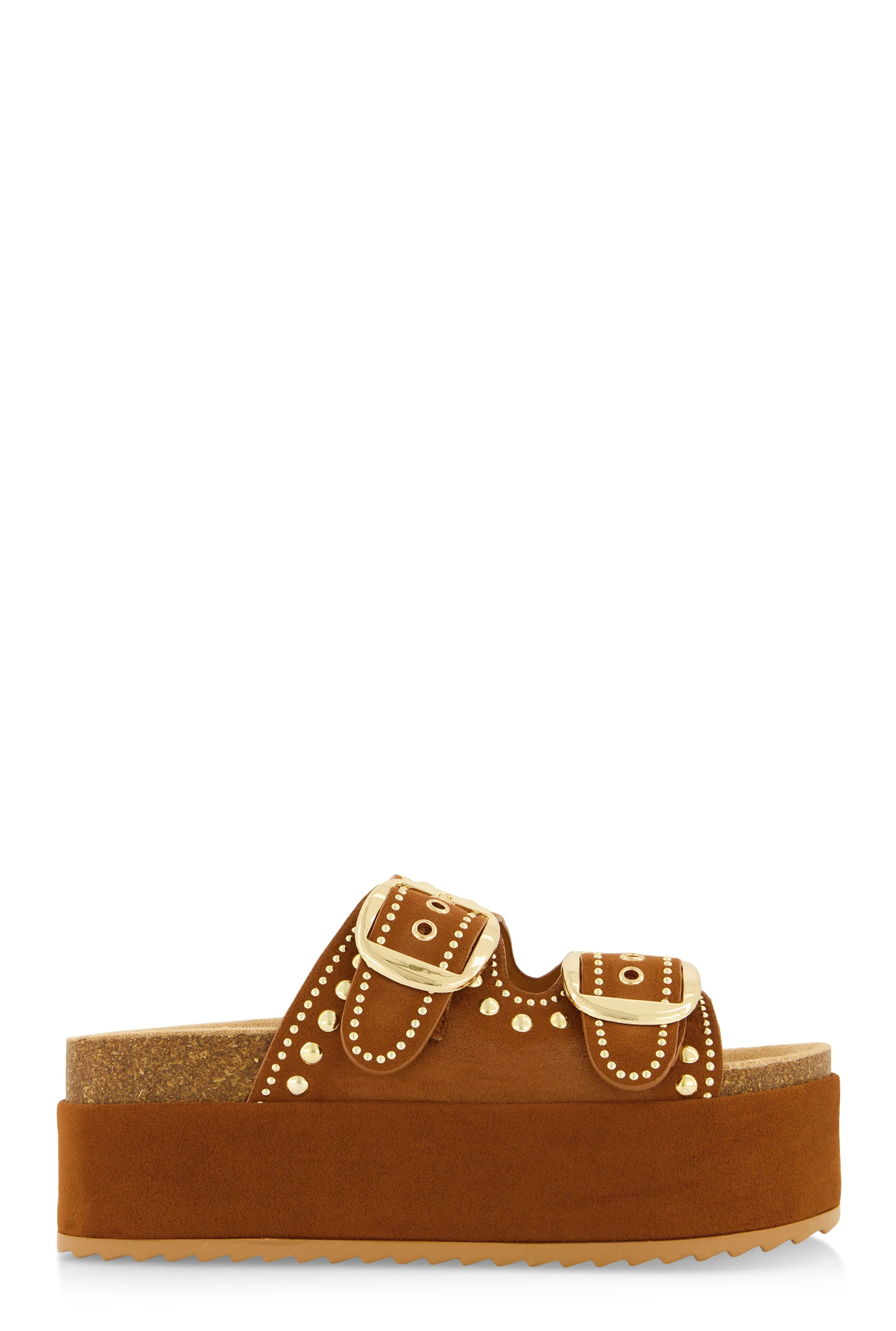 Faux Suede Studded Platform Footbed Sandals sold by Rainbow product image thumbnail 2