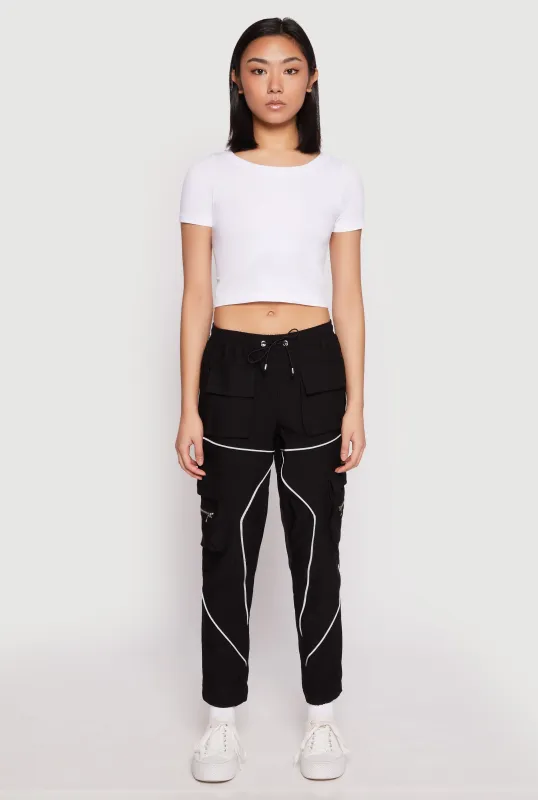 Contrast Piping Hyperstretch Cargo Joggers sold by Rainbow