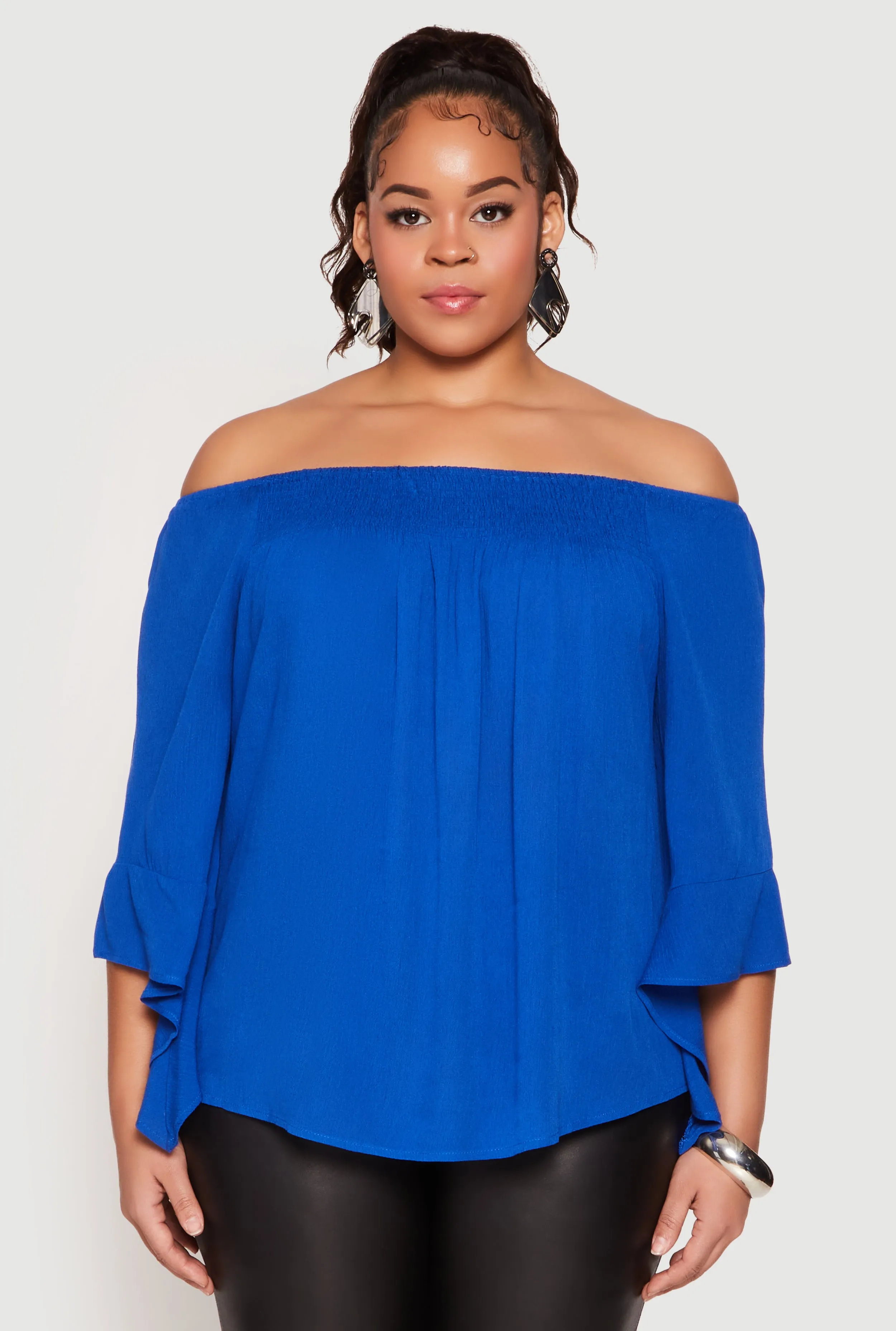 Plus Size Smocked Off the Shoulder Blouse sold by Rainbow product image thumbnail 2