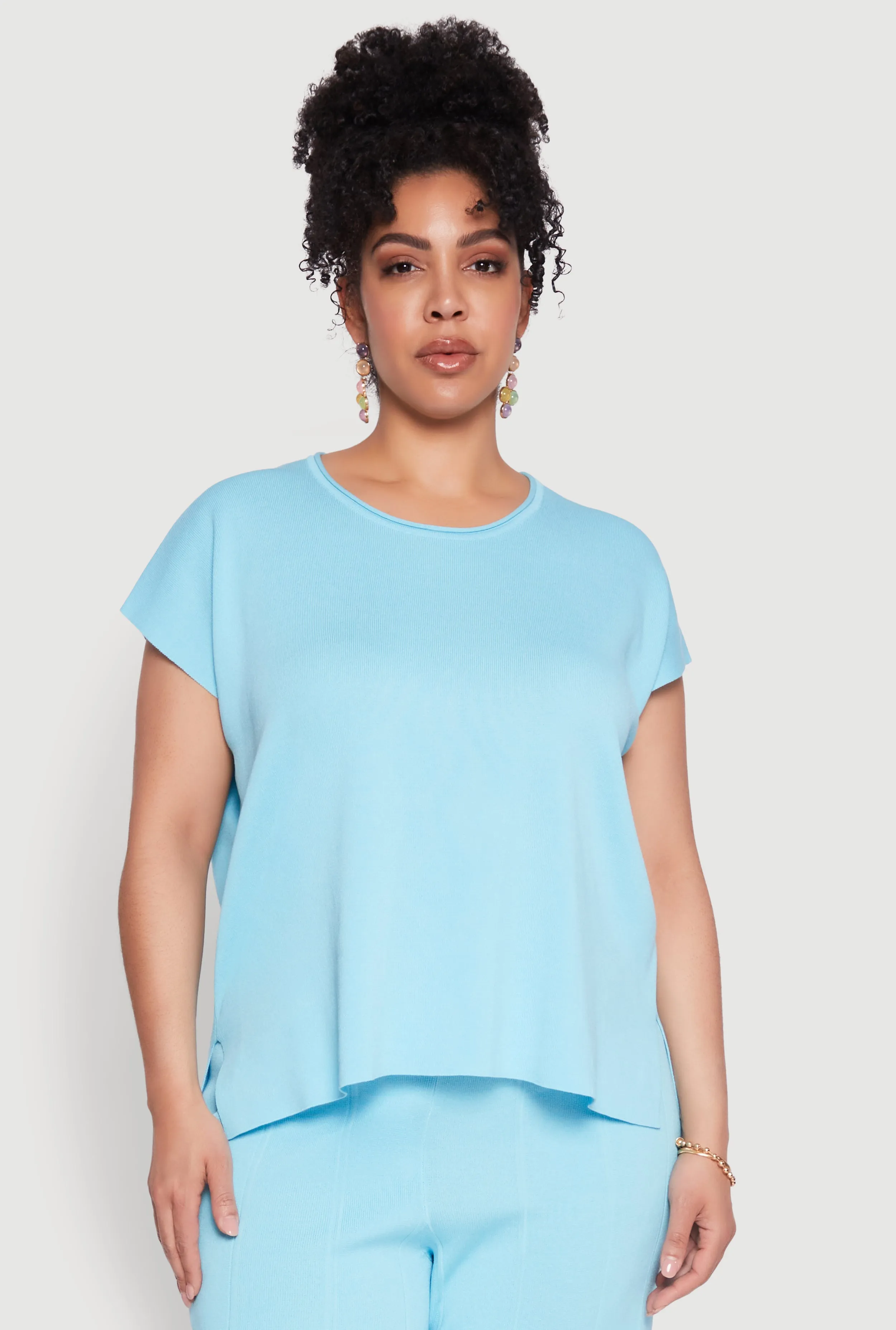 Plus Size Daisy Knitted Crew Neck Top sold by Rainbow