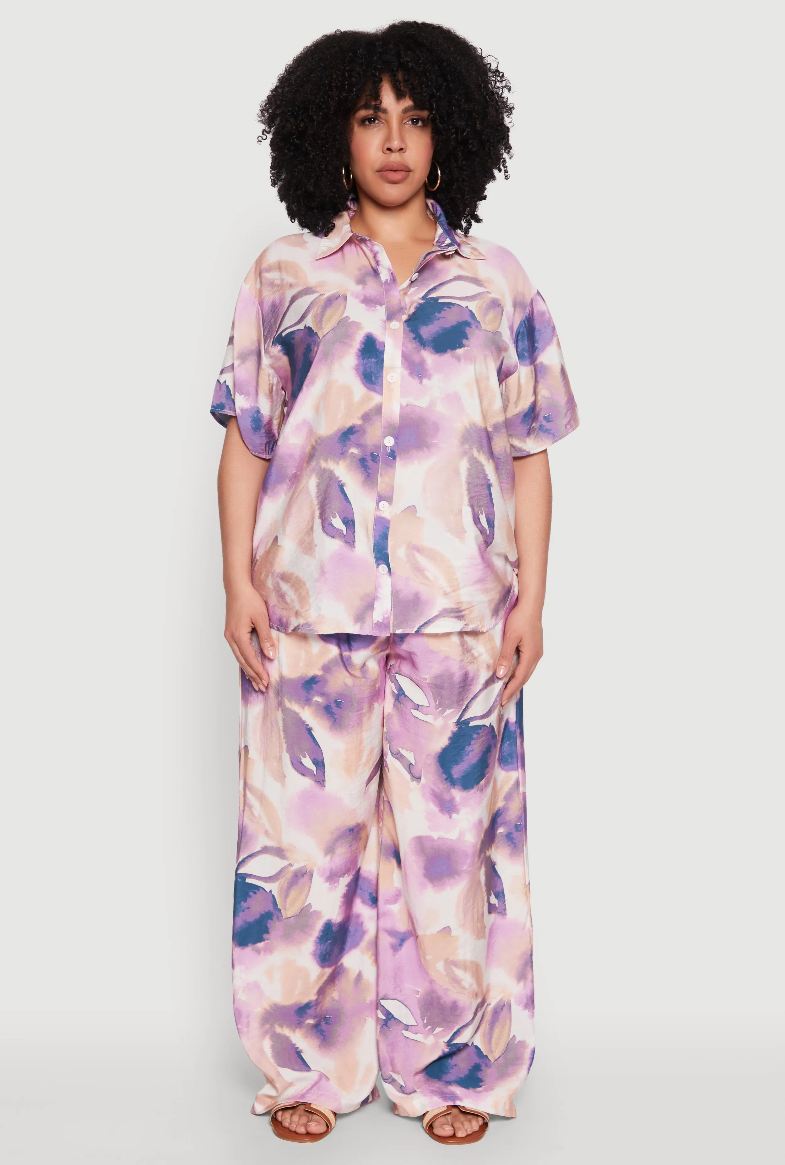 Plus Size Water Color Graphic Palazzo Pants sold by Rainbow product image thumbnail 2