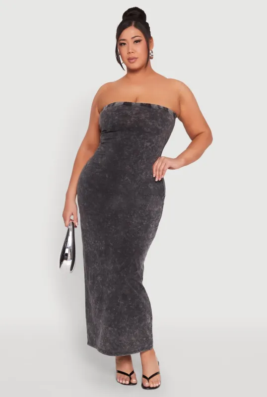 Plus Size Daisy Mineral Wash Maxi Tube Dress sold by Rainbow