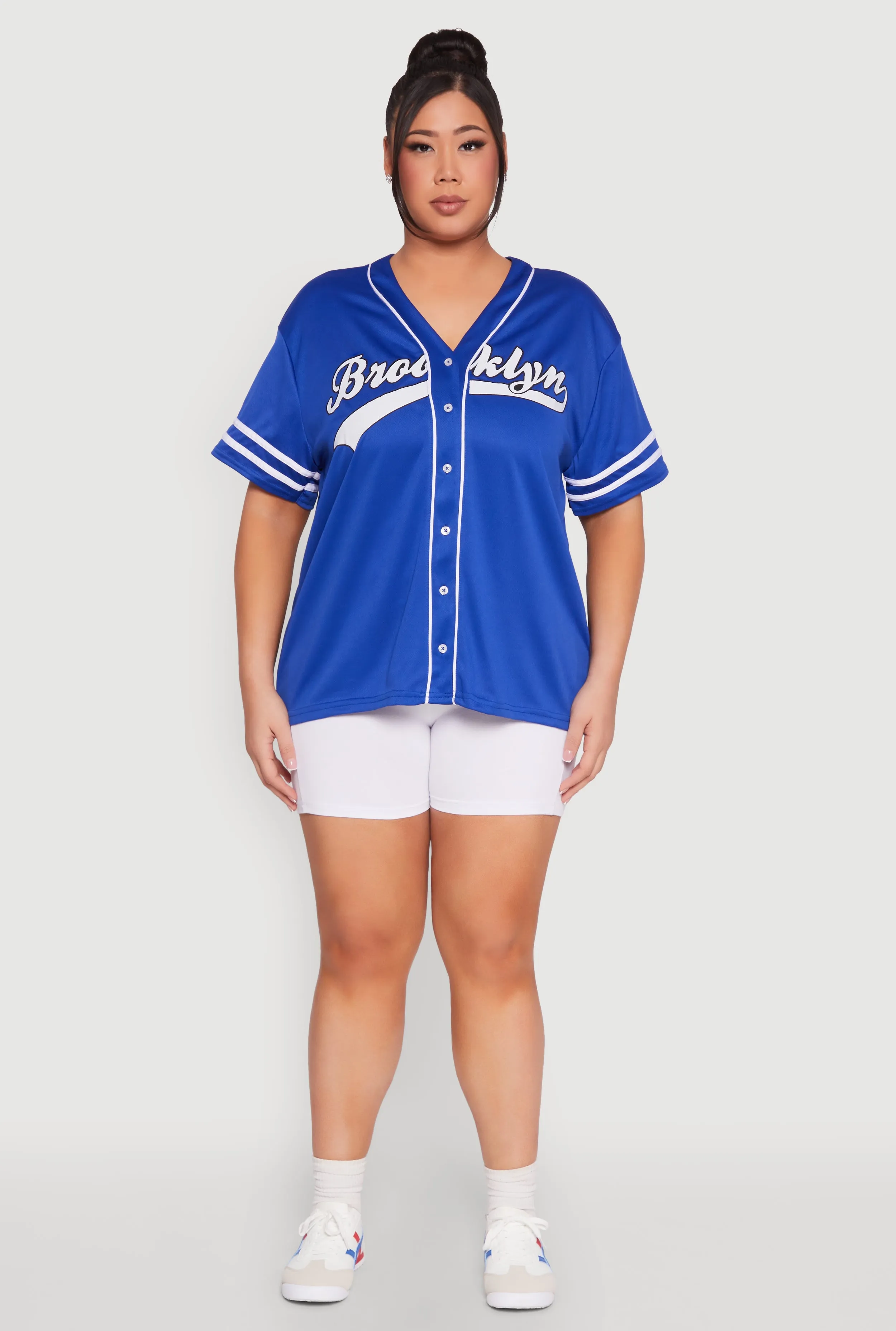Plus Size Varsity Stripe Brooklyn Baseball Jersey sold by Rainbow product image thumbnail 3