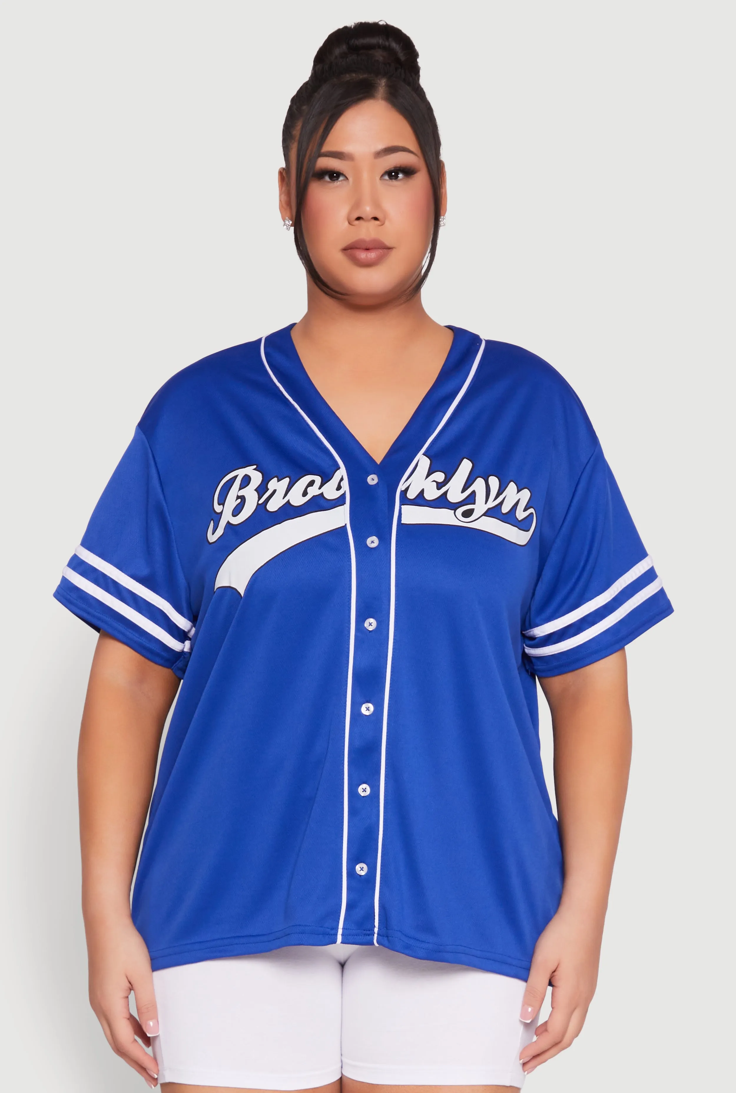 Plus Size Varsity Stripe Brooklyn Baseball Jersey sold by Rainbow product image thumbnail 2