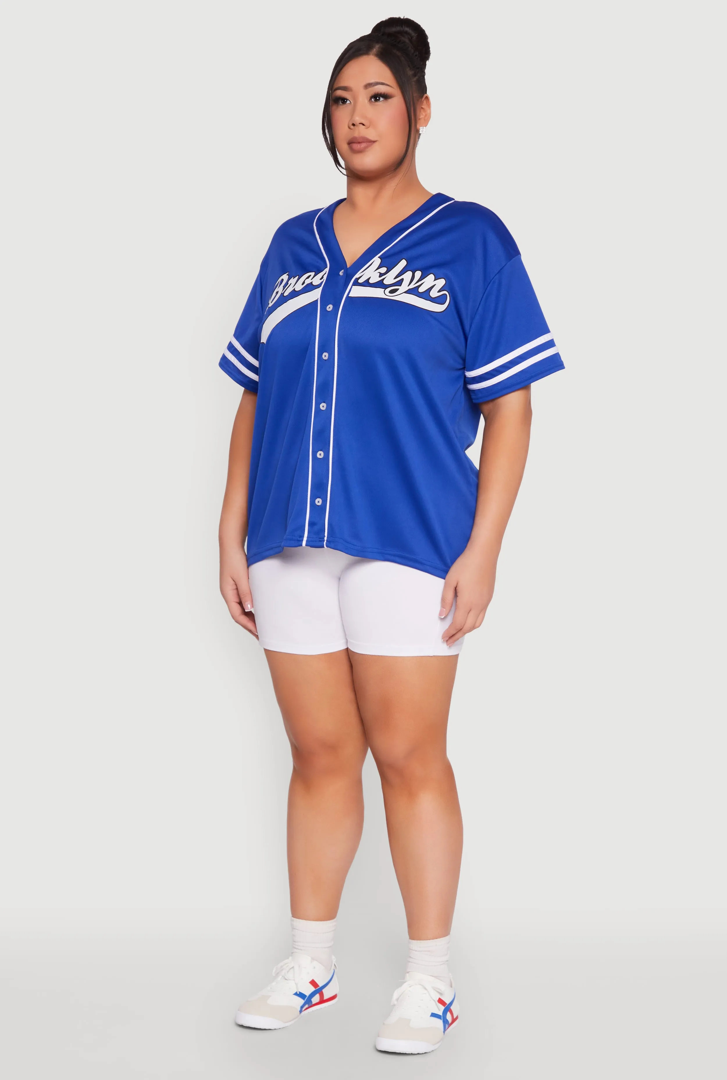 Plus Size Varsity Stripe Brooklyn Baseball Jersey sold by Rainbow product image thumbnail 5