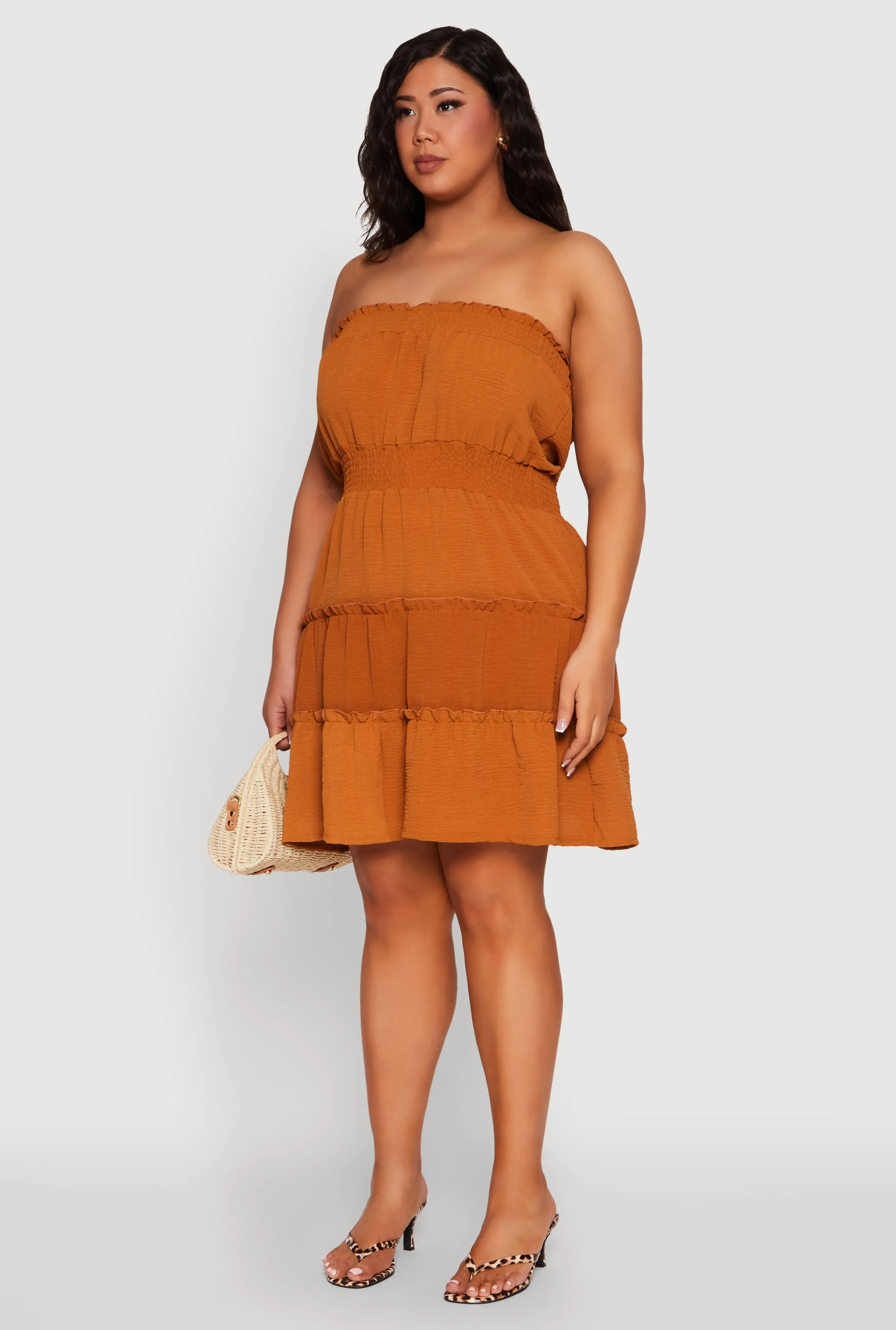 Plus Size Airy Strapless Smocked Tiered Dress sold by Rainbow product image thumbnail 3