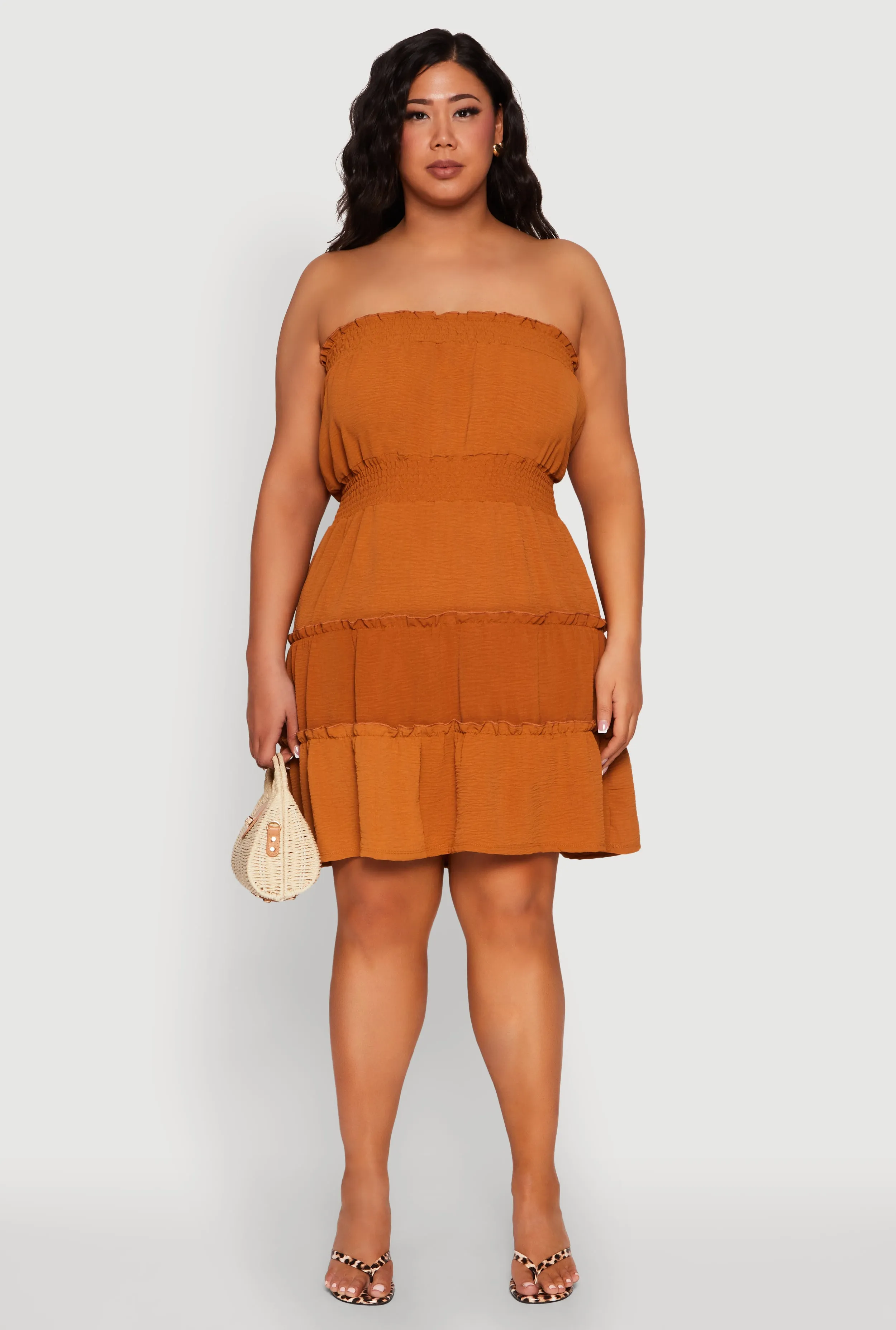 Plus Size Airy Strapless Smocked Tiered Dress sold by Rainbow product image thumbnail 2