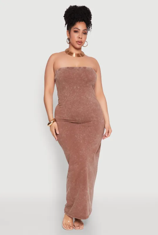 Plus Size Daisy Mineral Wash Maxi Tube Dress sold by Rainbow
