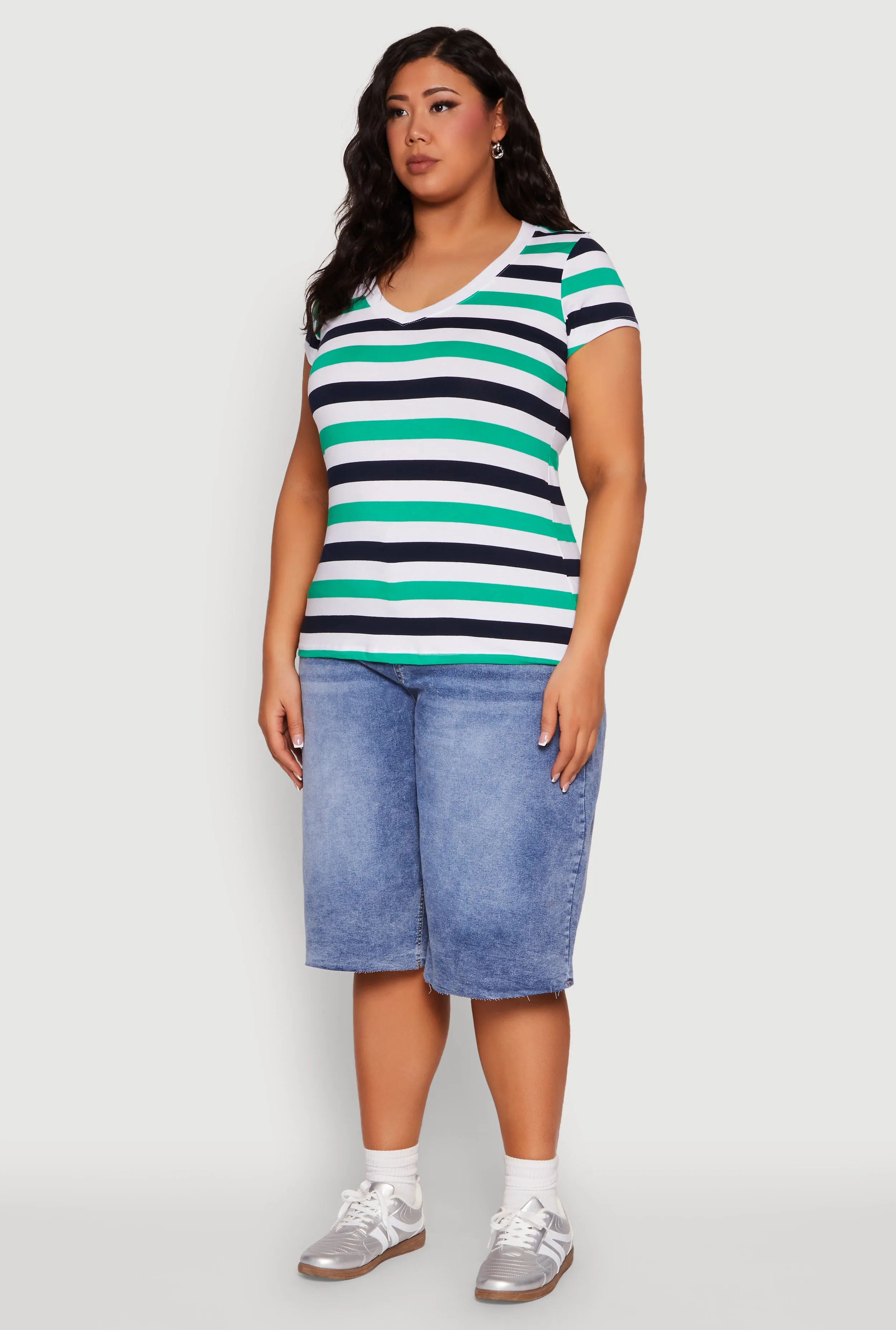 Plus Size Striped V Neck Tee sold by Rainbow product image thumbnail 5