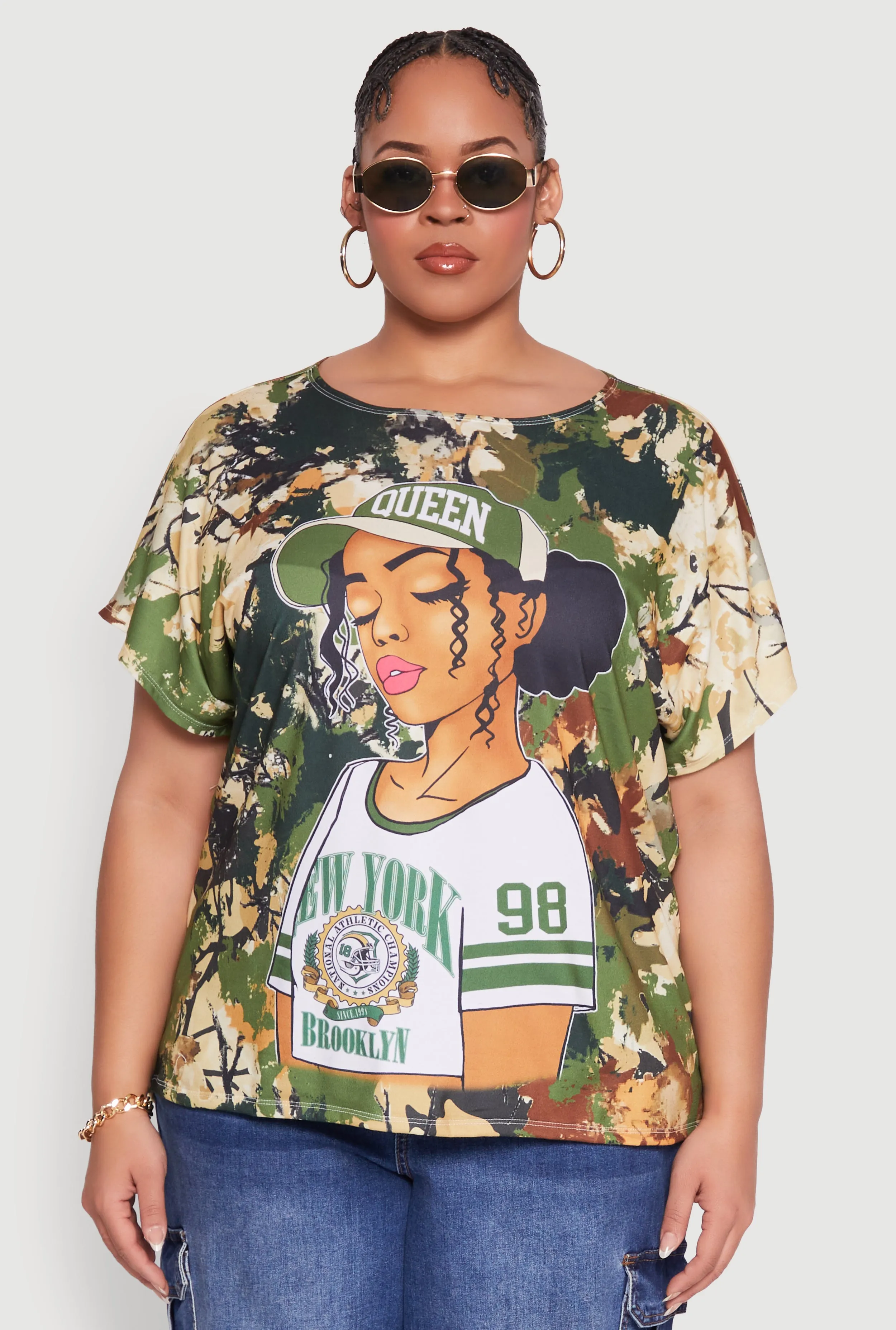 Plus Size Camo NY Queen Graphic Tee sold by Rainbow product image thumbnail 2