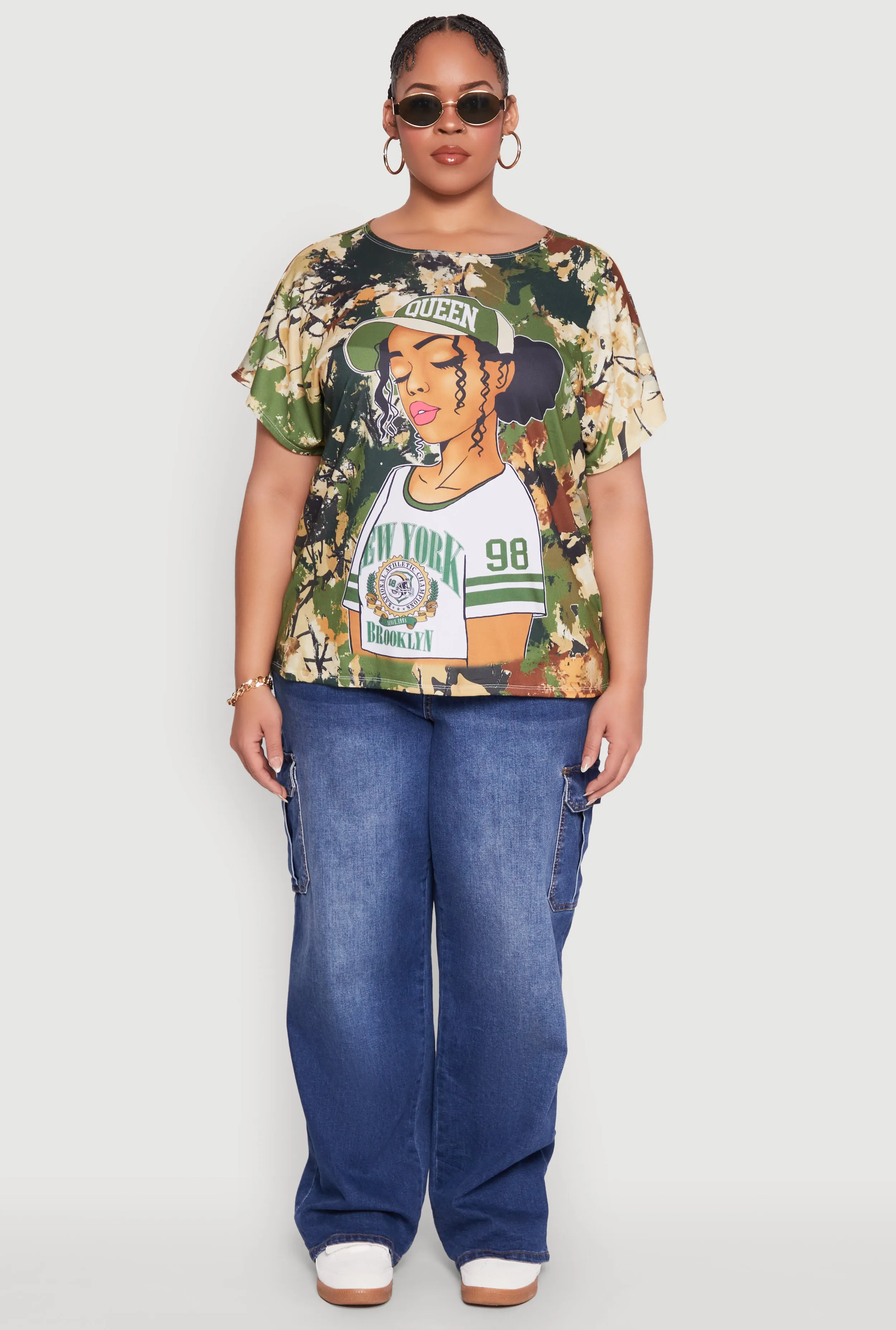 Plus Size Camo NY Queen Graphic Tee sold by Rainbow product image thumbnail 3