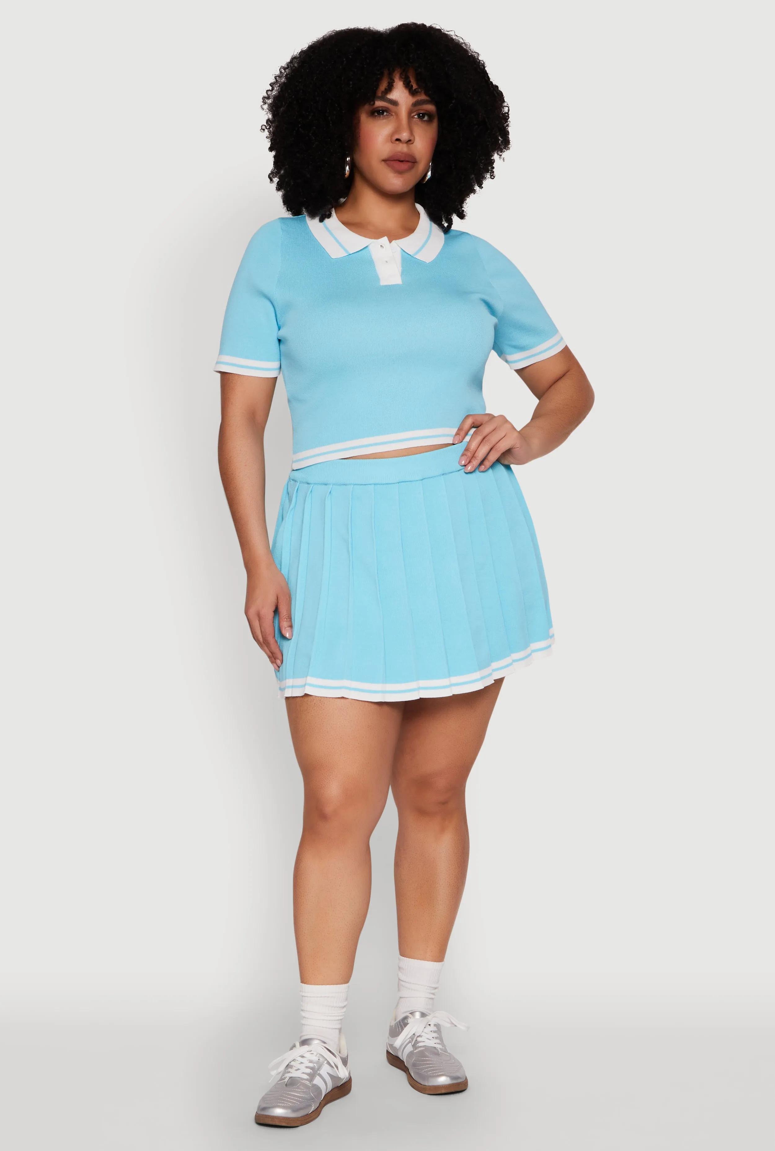 Plus Size Daisy Varsity Stripe Pleated Skort sold by Rainbow