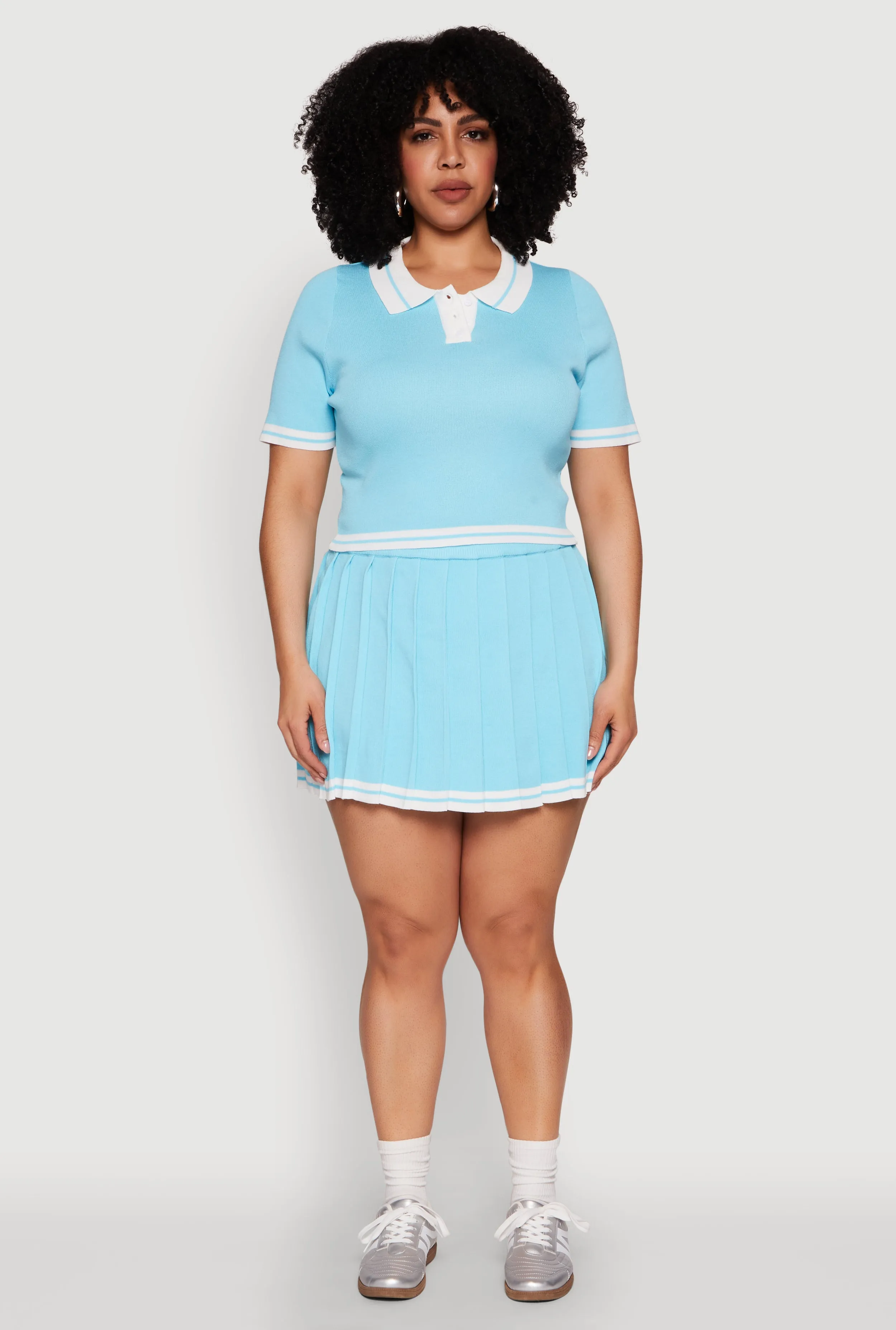 Plus Size Daisy Varsity Stripe Pleated Skort sold by Rainbow product image thumbnail 2