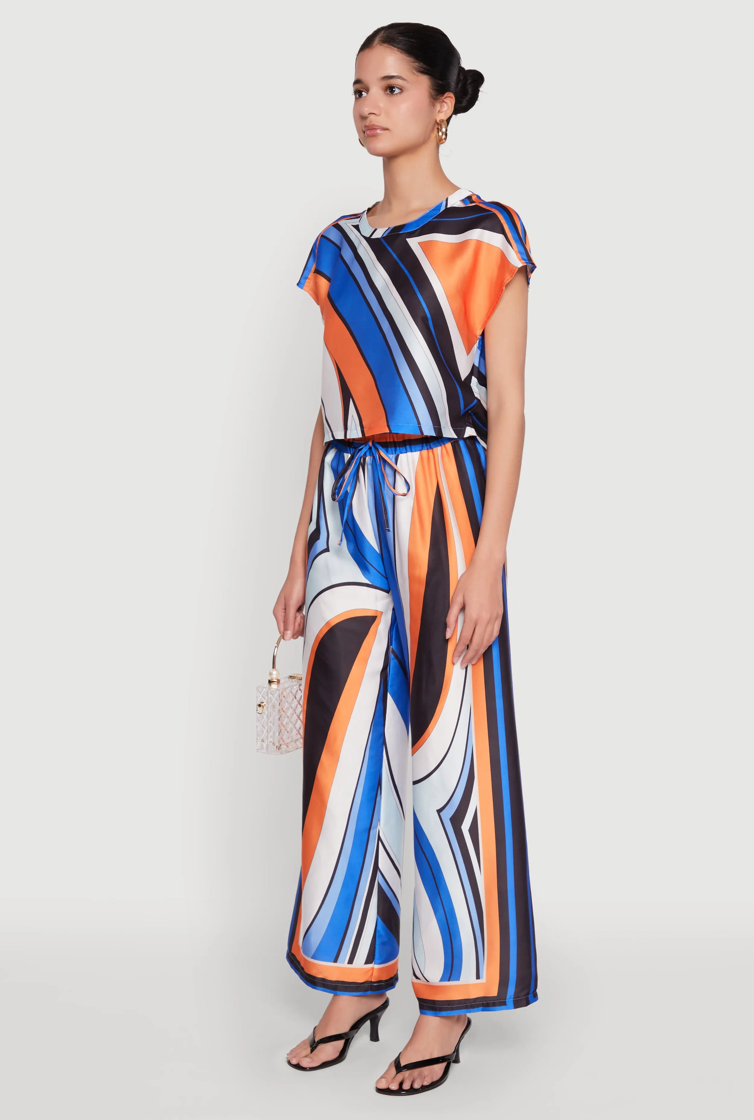 Printed Cap Sleeve Satin Top sold by Rainbow product image thumbnail 5