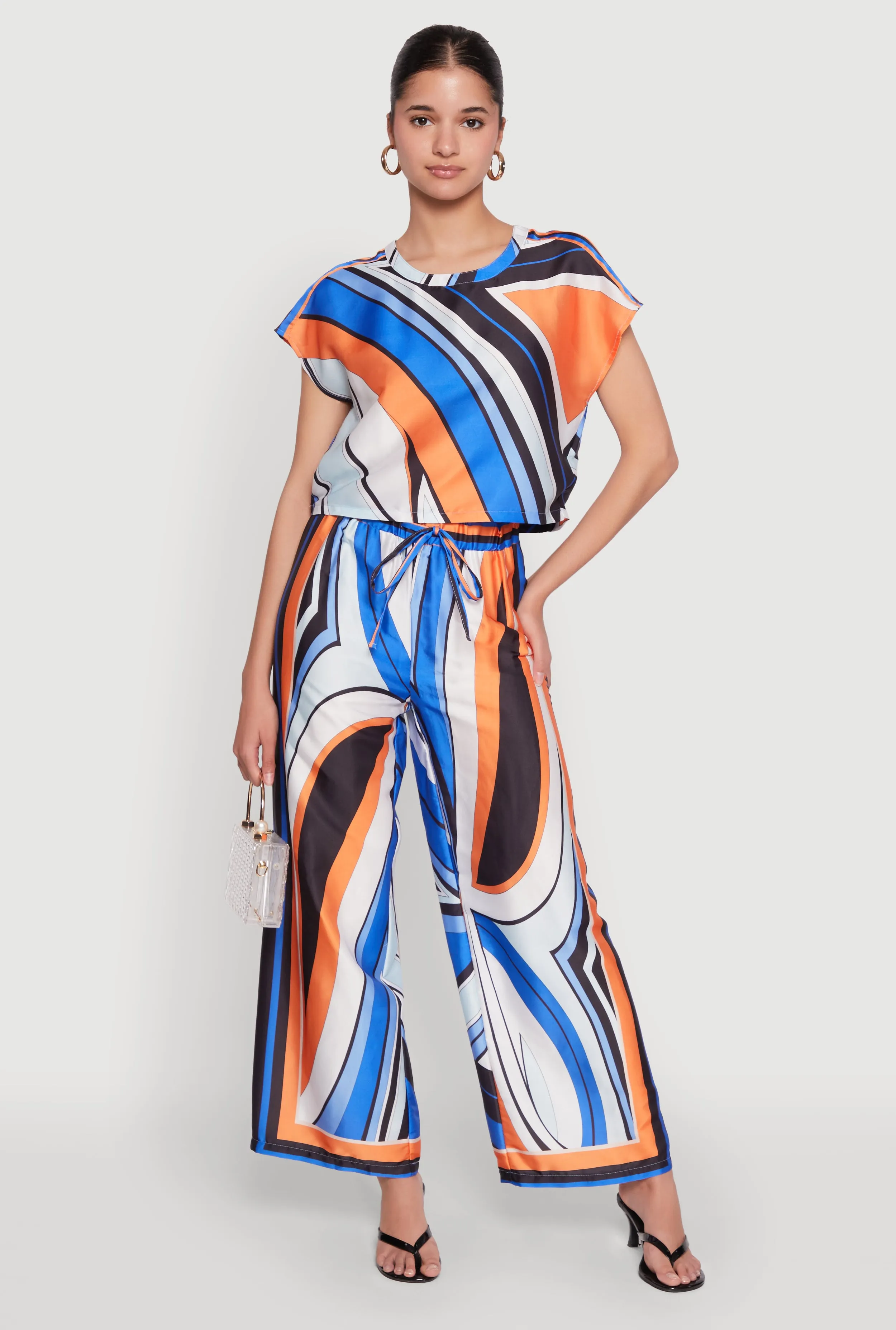 Printed Cap Sleeve Satin Top sold by Rainbow product image thumbnail 2