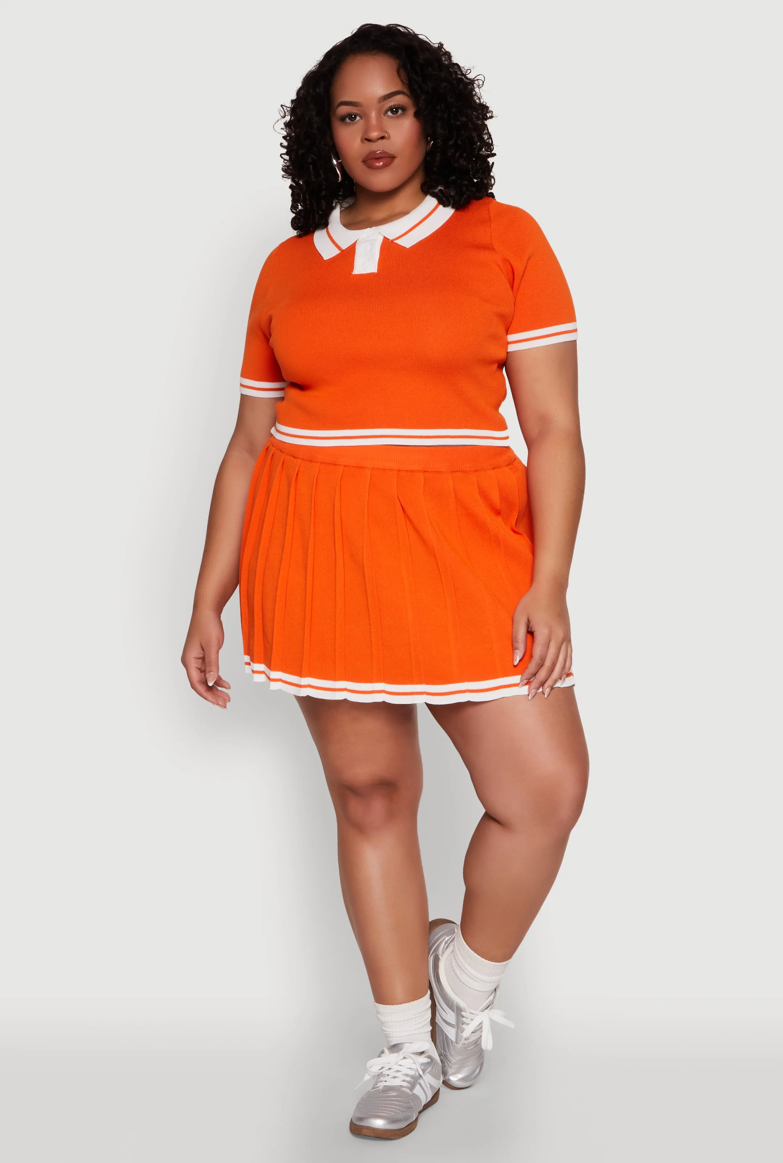 Plus Size Daisy Varsity Stripe Pleated Skort sold by Rainbow