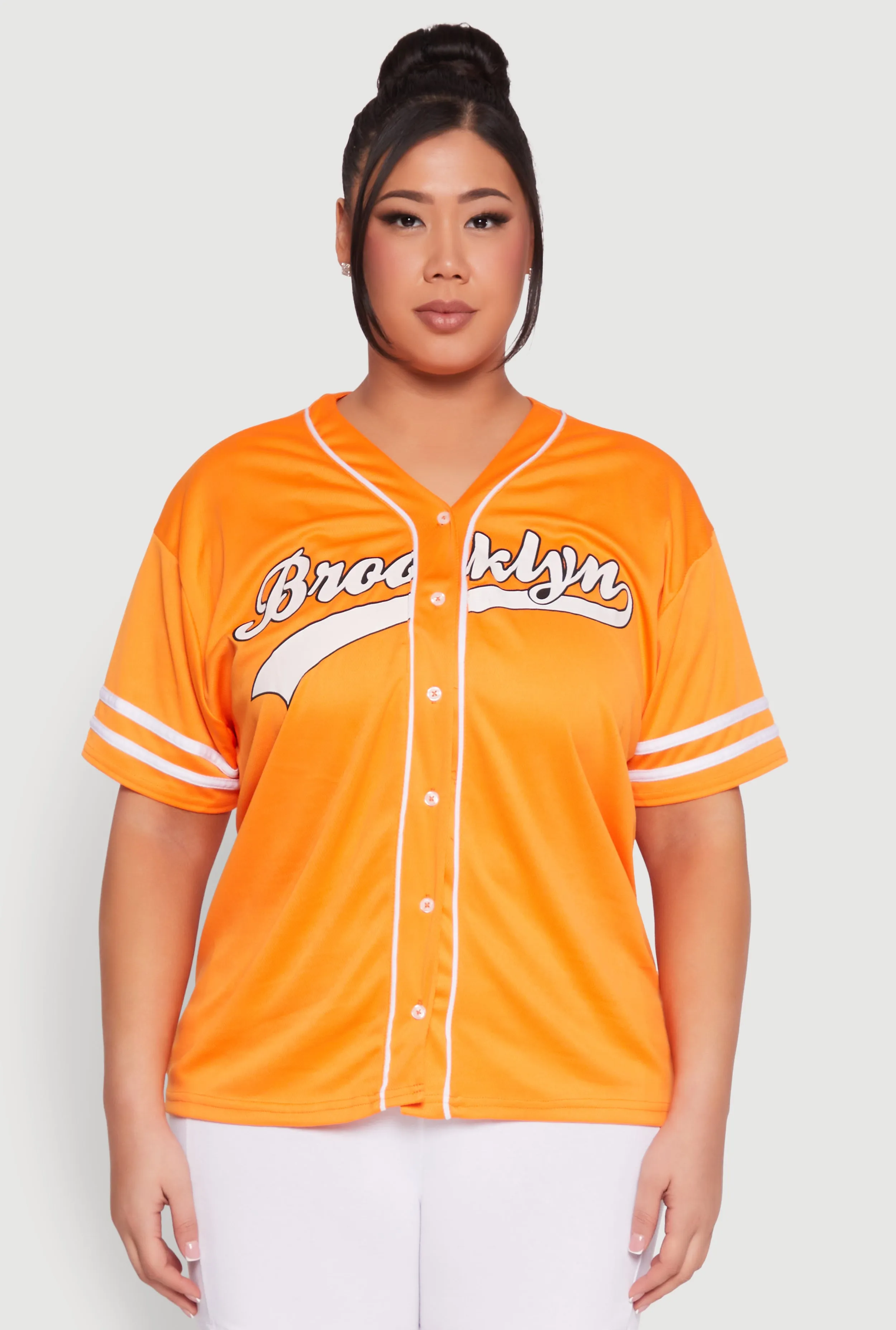 Plus Size Varsity Stripe Brooklyn Baseball Jersey sold by Rainbow product image thumbnail 2