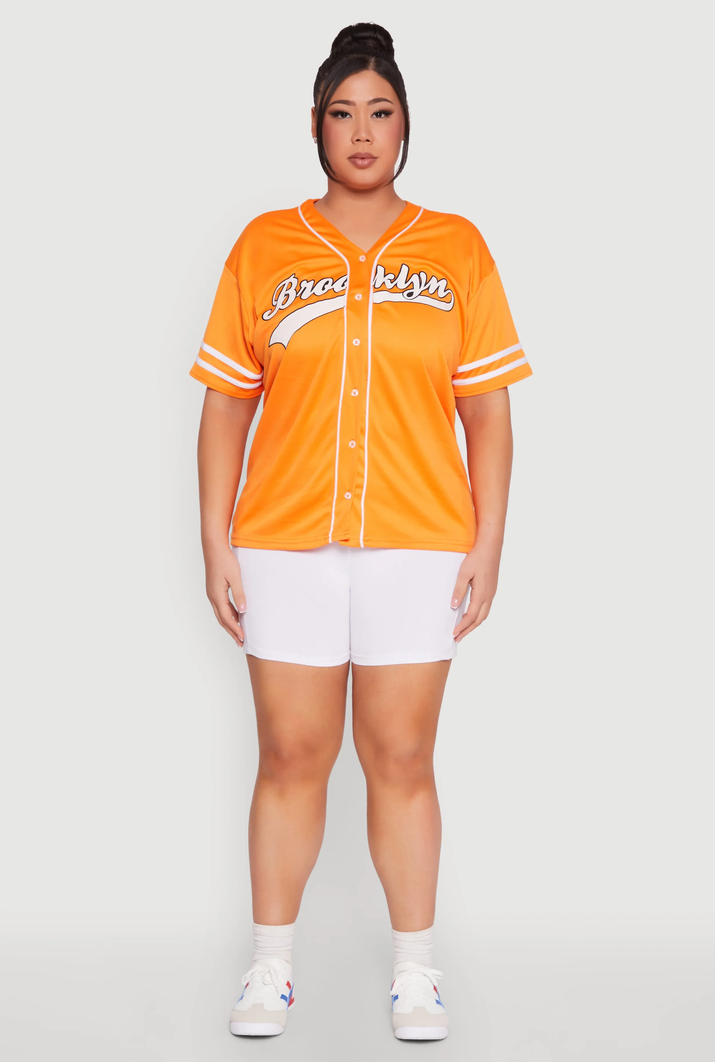 Plus Size Varsity Stripe Brooklyn Baseball Jersey sold by Rainbow product image thumbnail 3