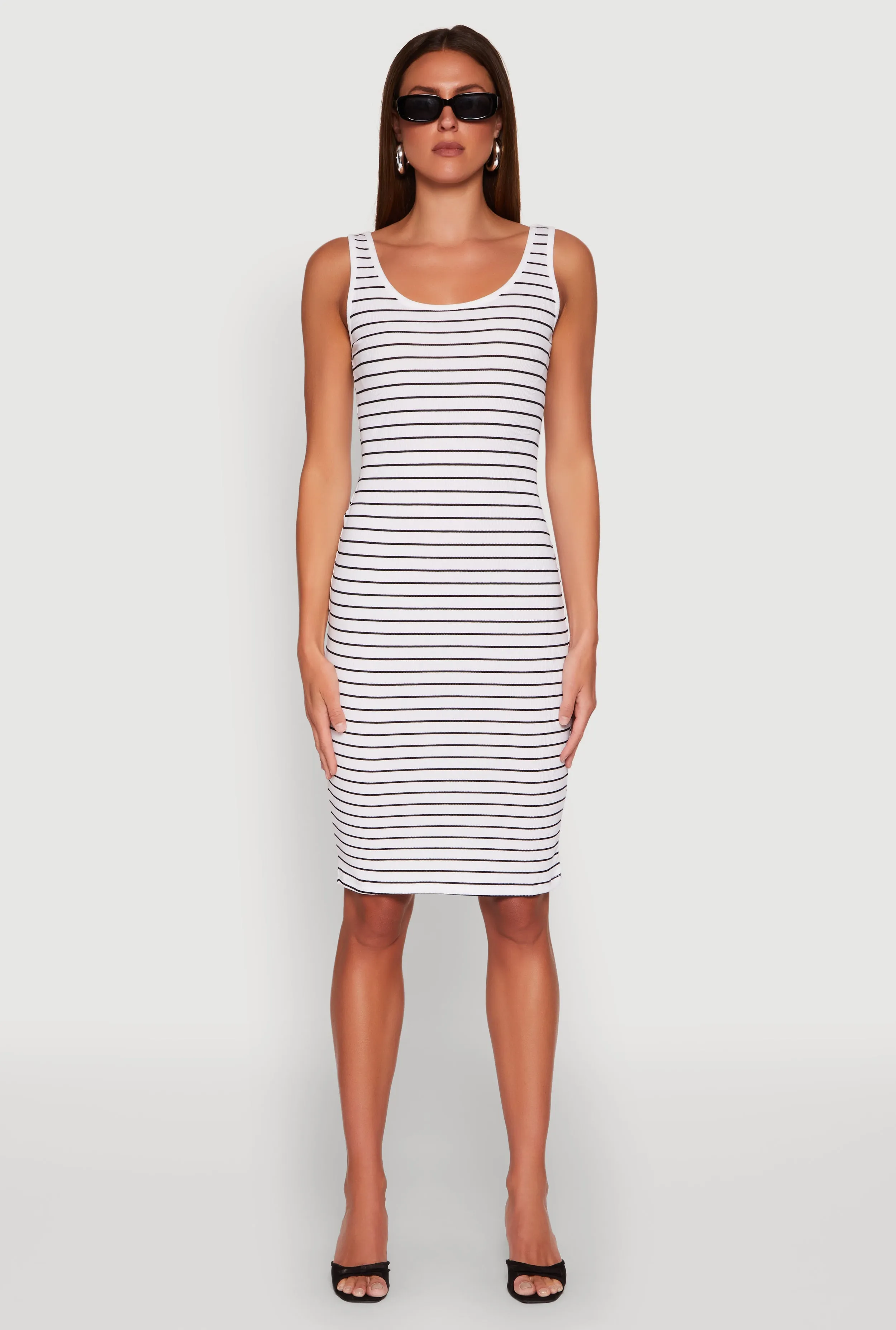 Striped Scoop Neck Midi Dress sold by Rainbow