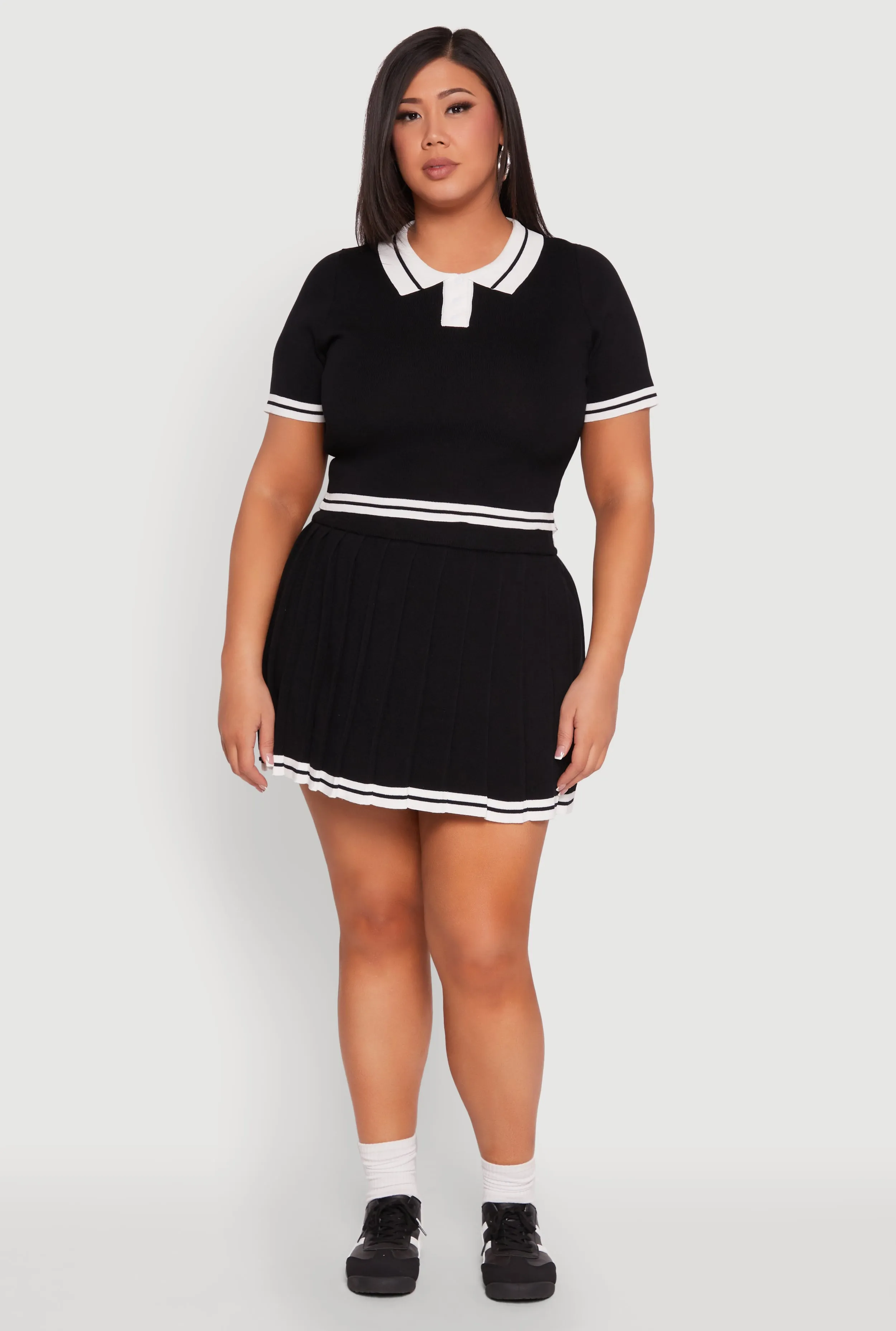 Plus Size Daisy Varsity Stripe Crop Polo Tee sold by Rainbow product image thumbnail 3