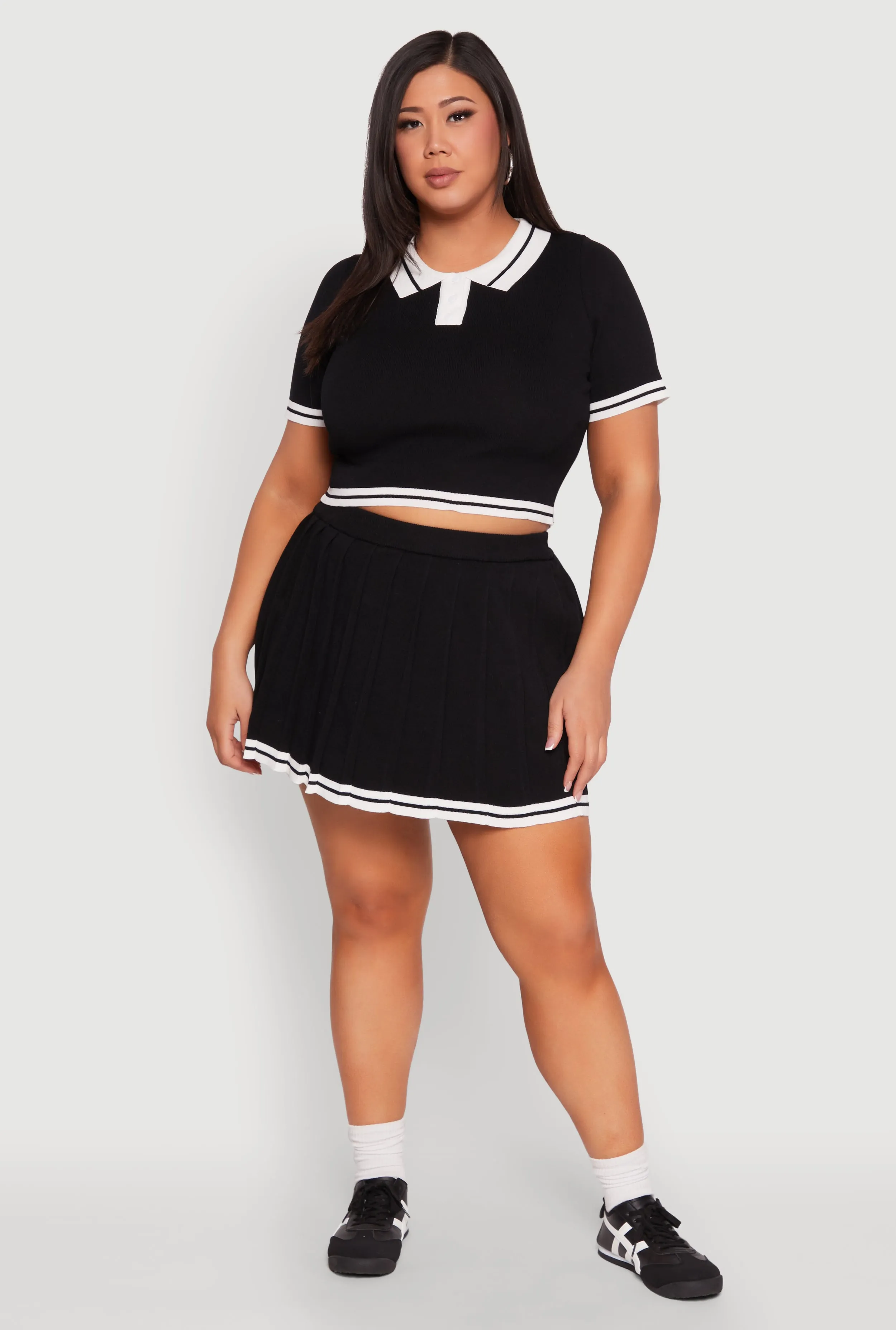 Plus Size Daisy Varsity Stripe Crop Polo Tee sold by Rainbow product image thumbnail 2