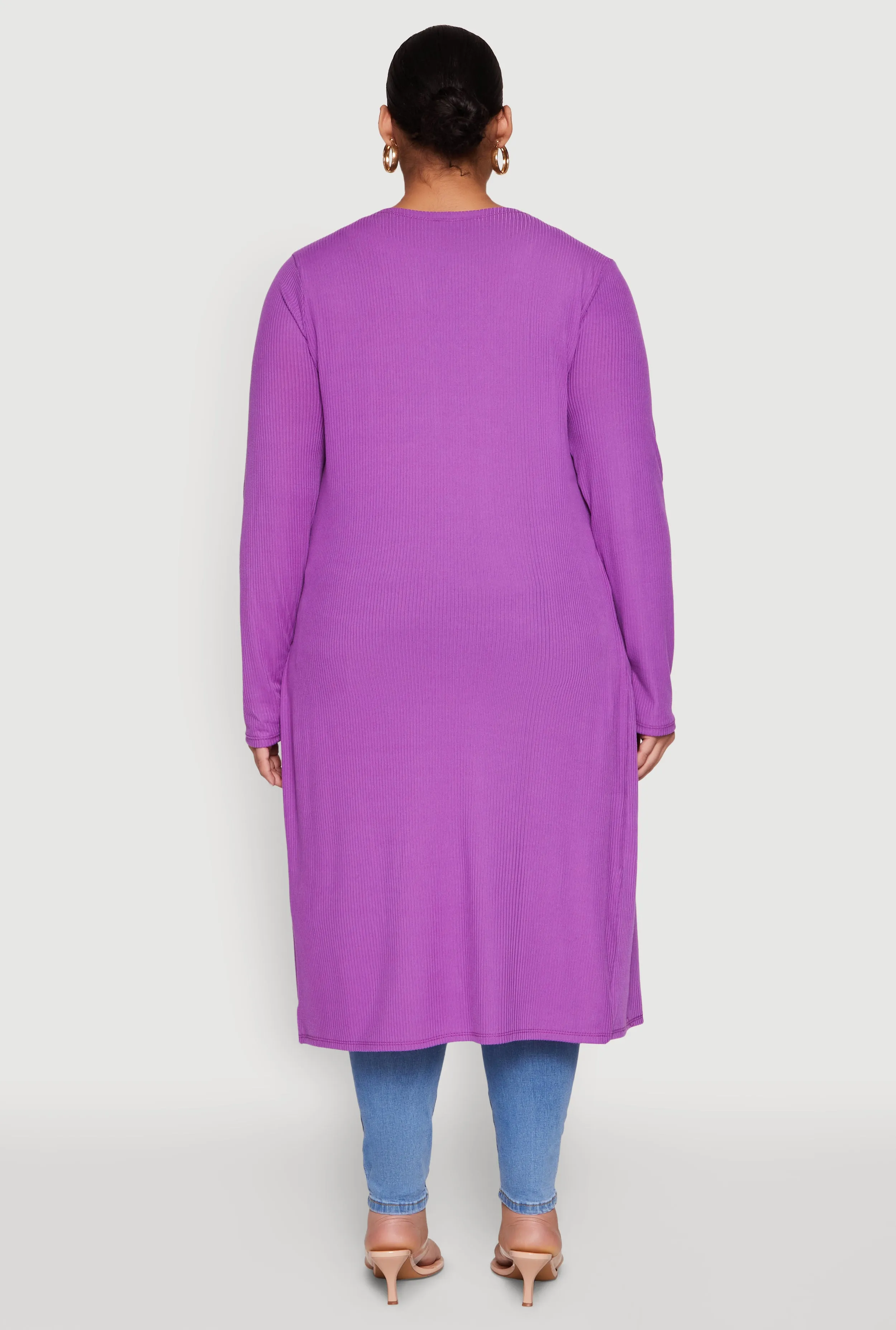 Plus Size Ribbed Soft Knit Open Front Duster sold by Rainbow product image thumbnail 5