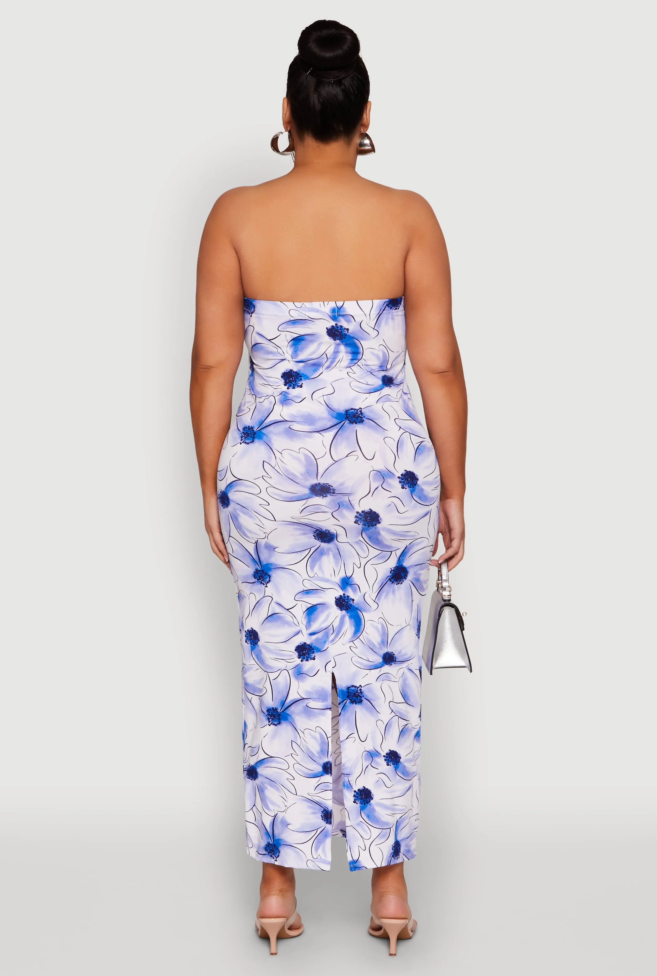 Plus Size Watercolor Floral Print Maxi Tube Dress sold by Rainbow product image thumbnail 5