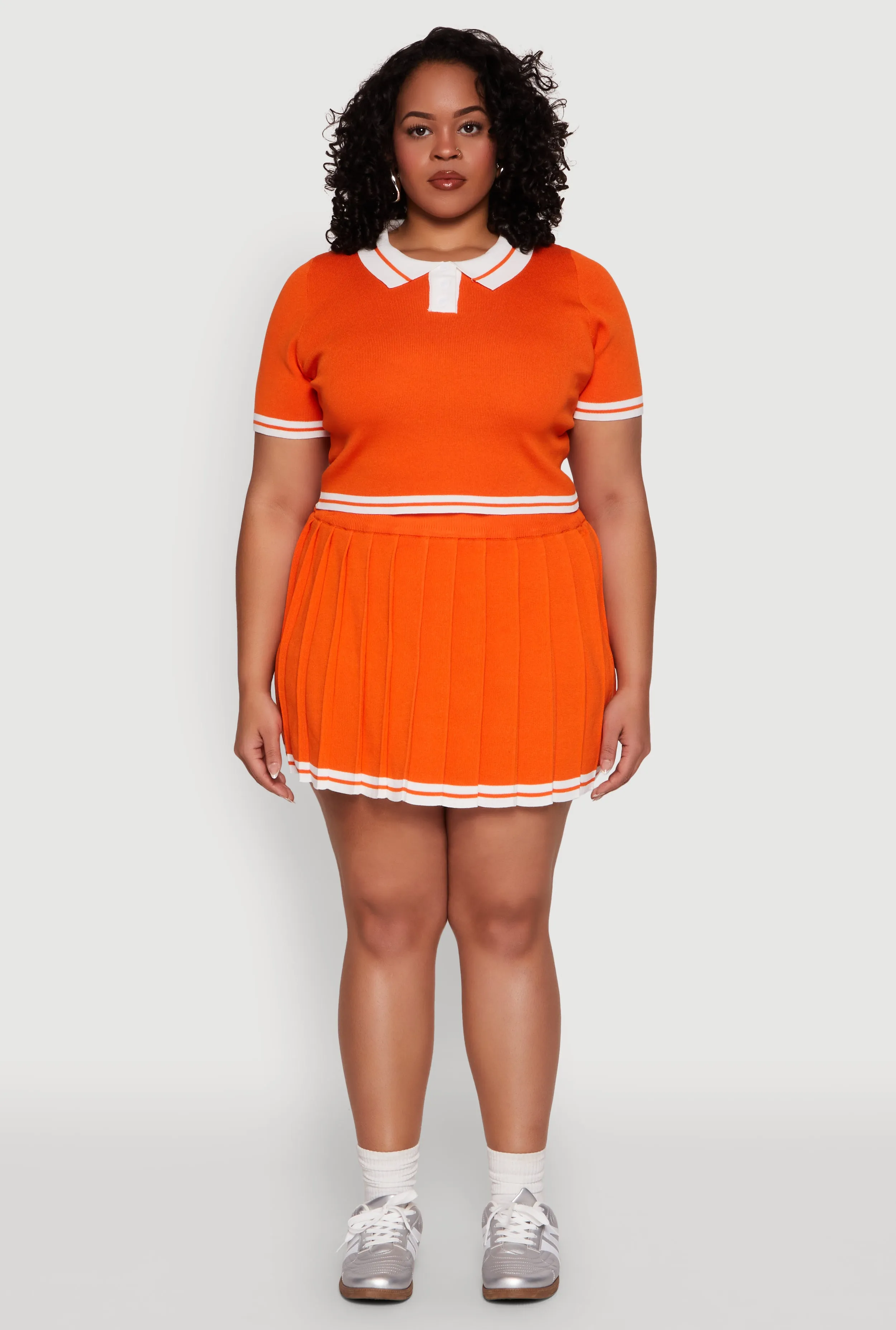 Plus Size Daisy Varsity Stripe Crop Polo Tee sold by Rainbow product image thumbnail 3