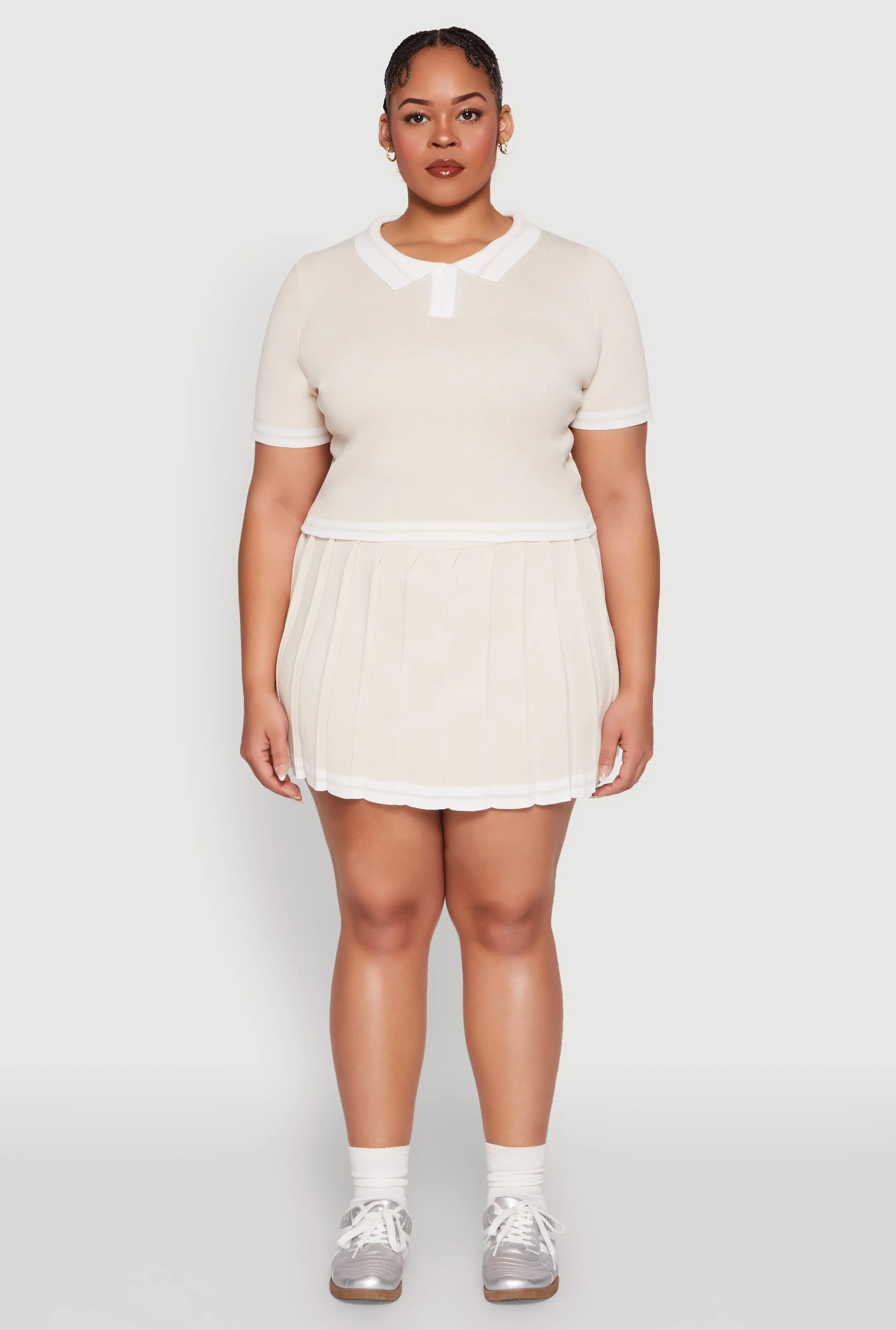 Plus Size Daisy Varsity Stripe Crop Polo Tee sold by Rainbow product image thumbnail 3