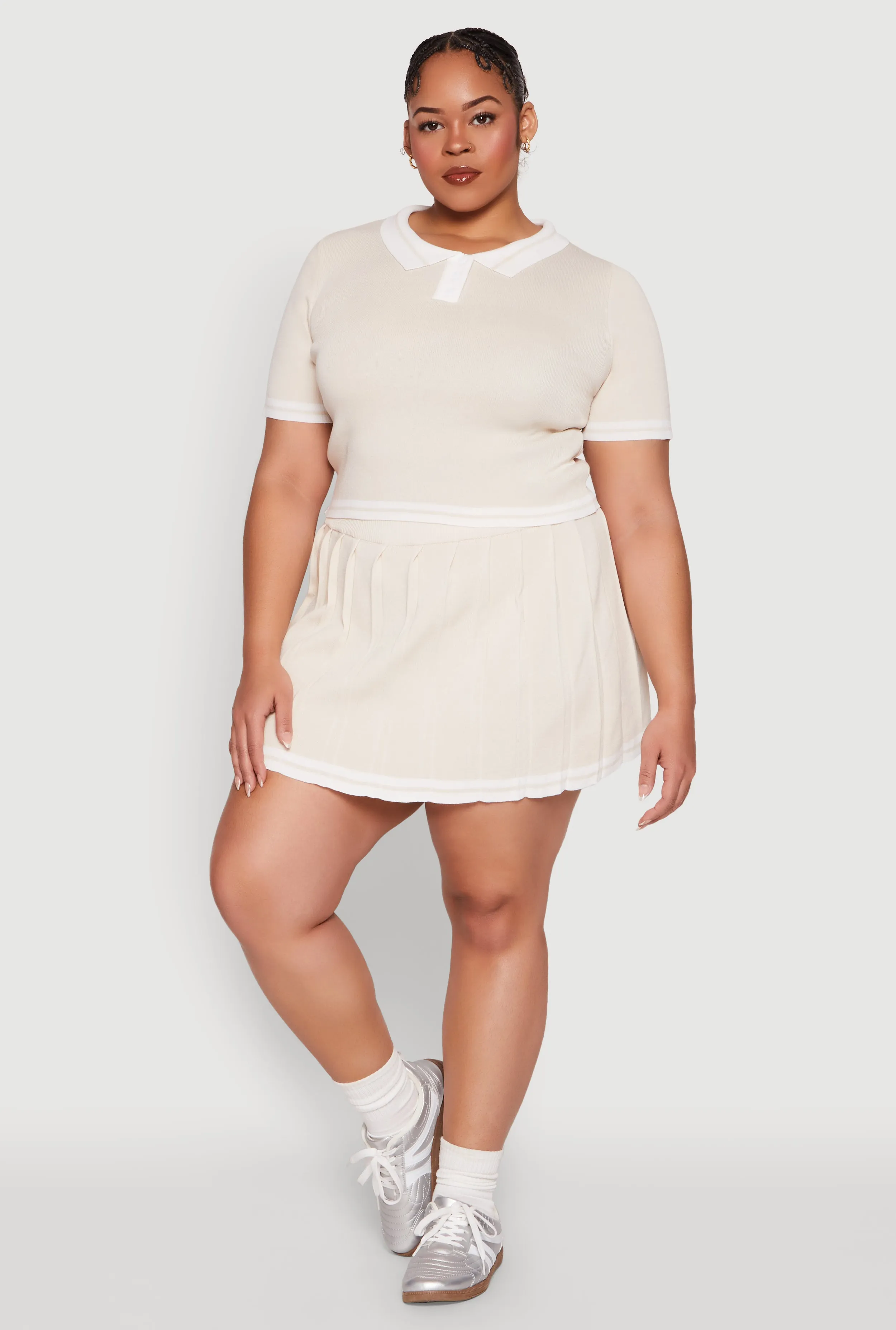 Plus Size Daisy Varsity Stripe Crop Polo Tee sold by Rainbow product image thumbnail 2