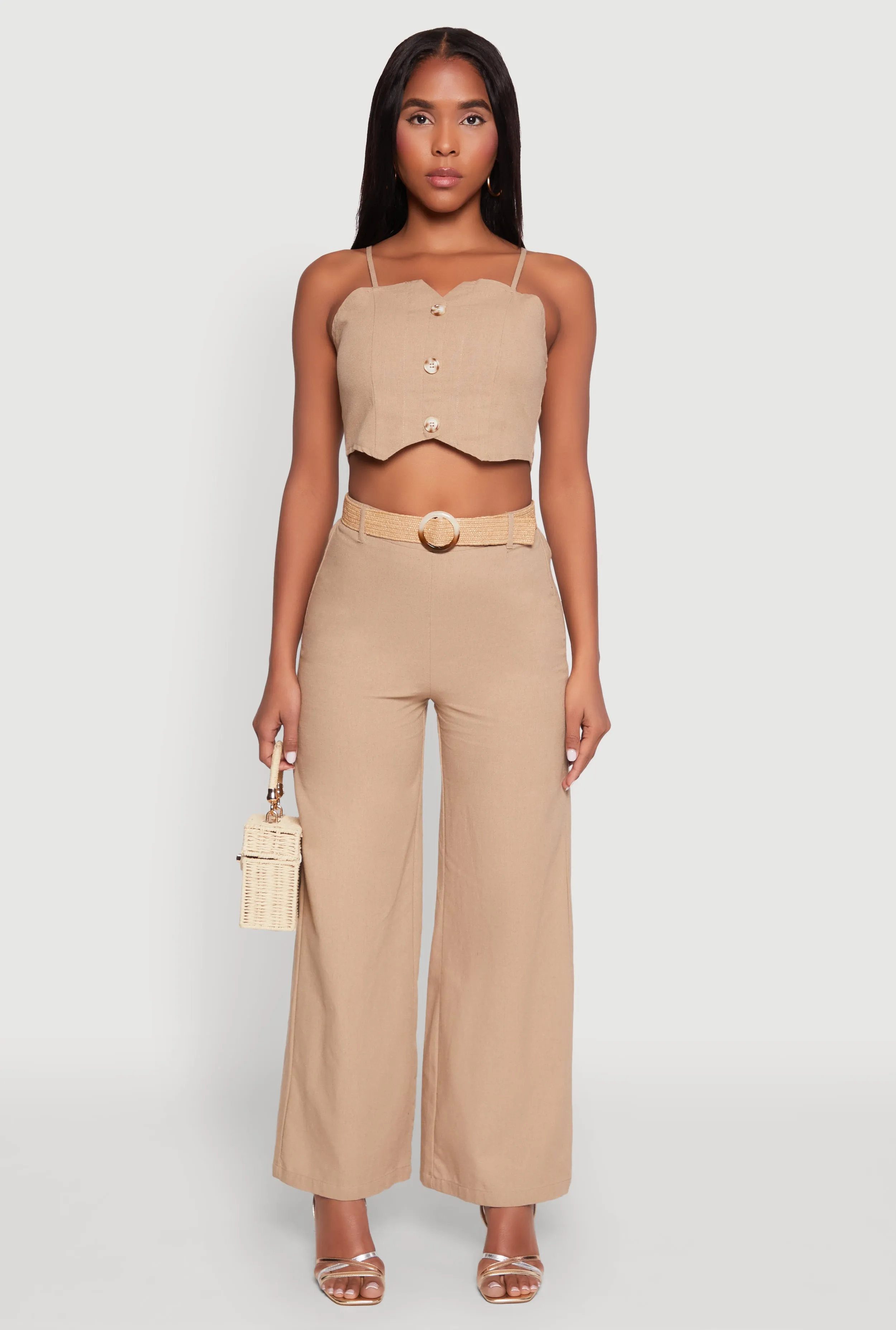 O Ring Belted Wide Leg Pants sold by Rainbow