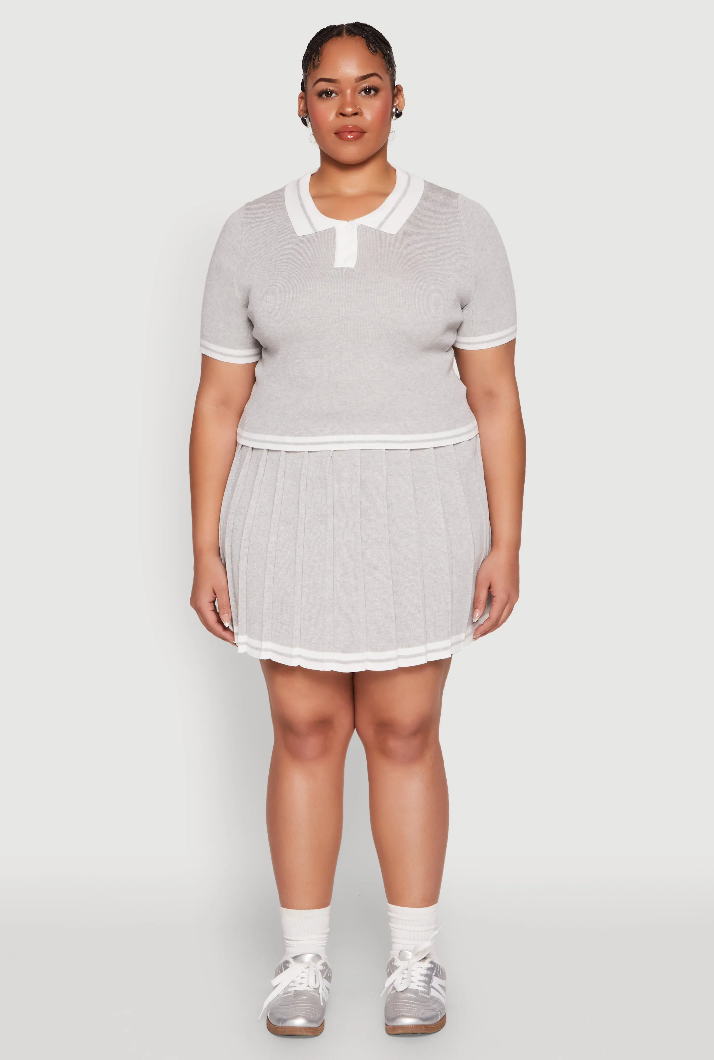 Plus Size Daisy Varsity Stripe Crop Polo Tee sold by Rainbow product image thumbnail 3