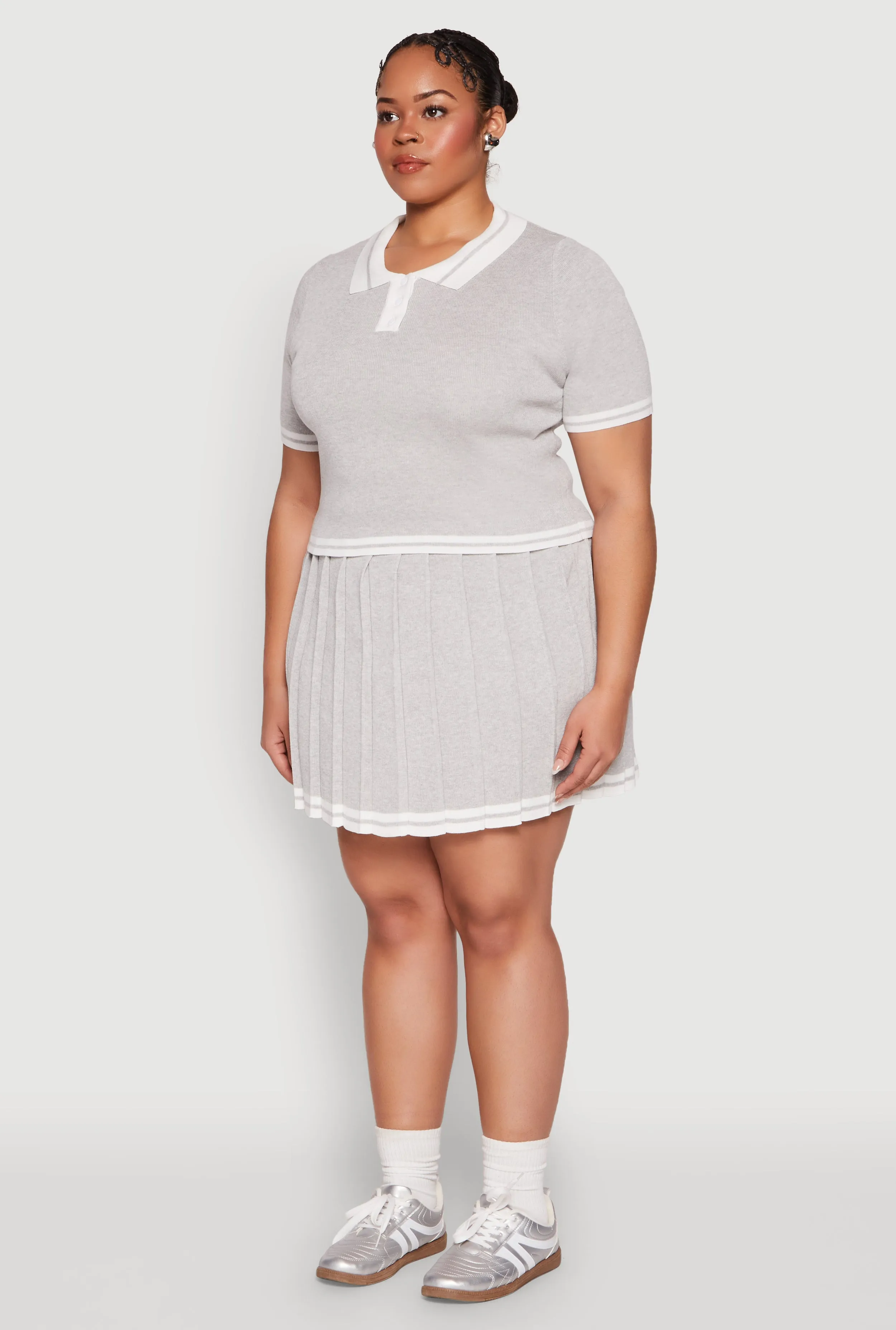 Plus Size Daisy Varsity Stripe Crop Polo Tee sold by Rainbow product image thumbnail 5