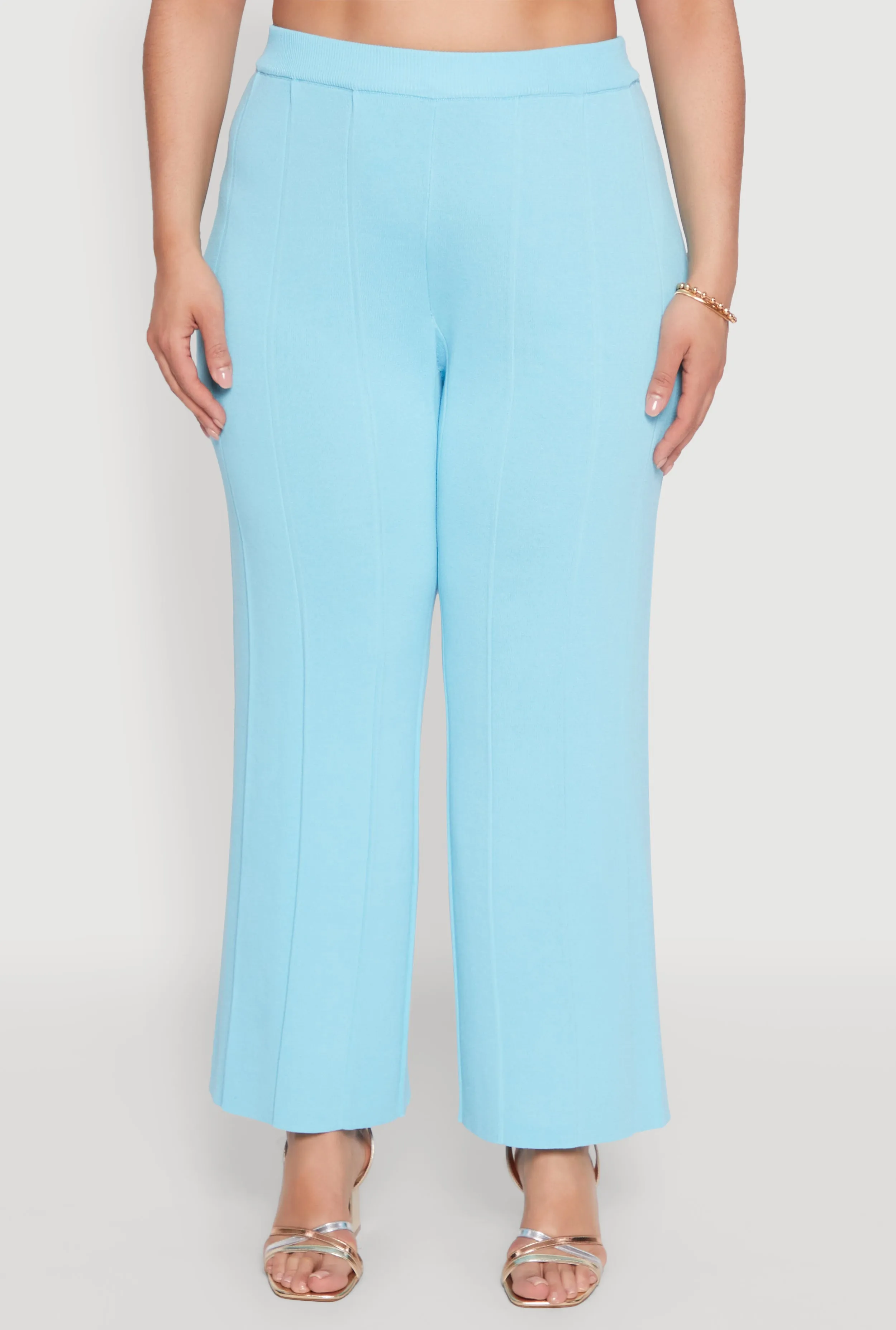 Plus Size Daisy Knitted Pintuck Wide Leg Pants sold by Rainbow product image thumbnail 3