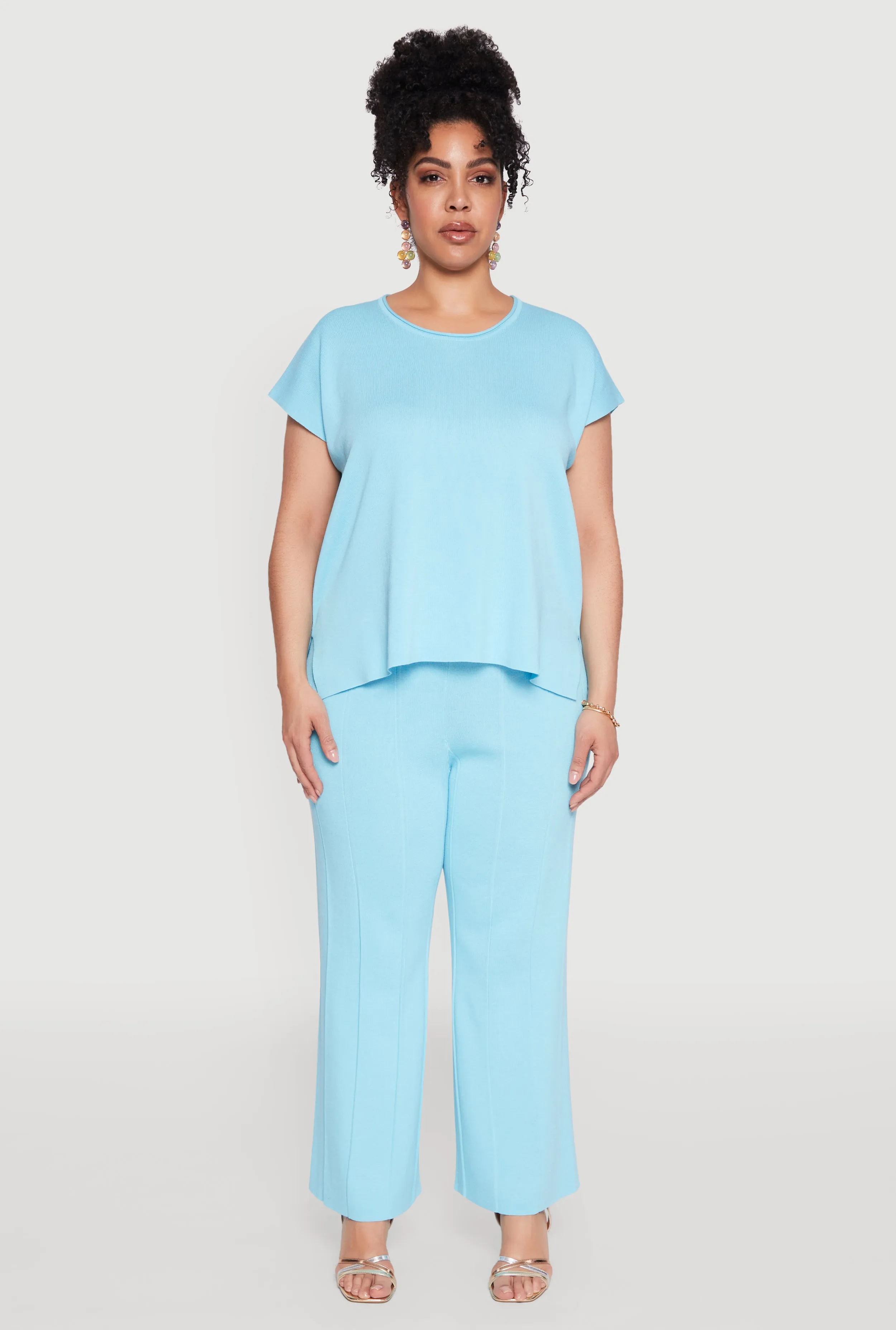 Plus Size Daisy Knitted Pintuck Wide Leg Pants sold by Rainbow product image thumbnail 2