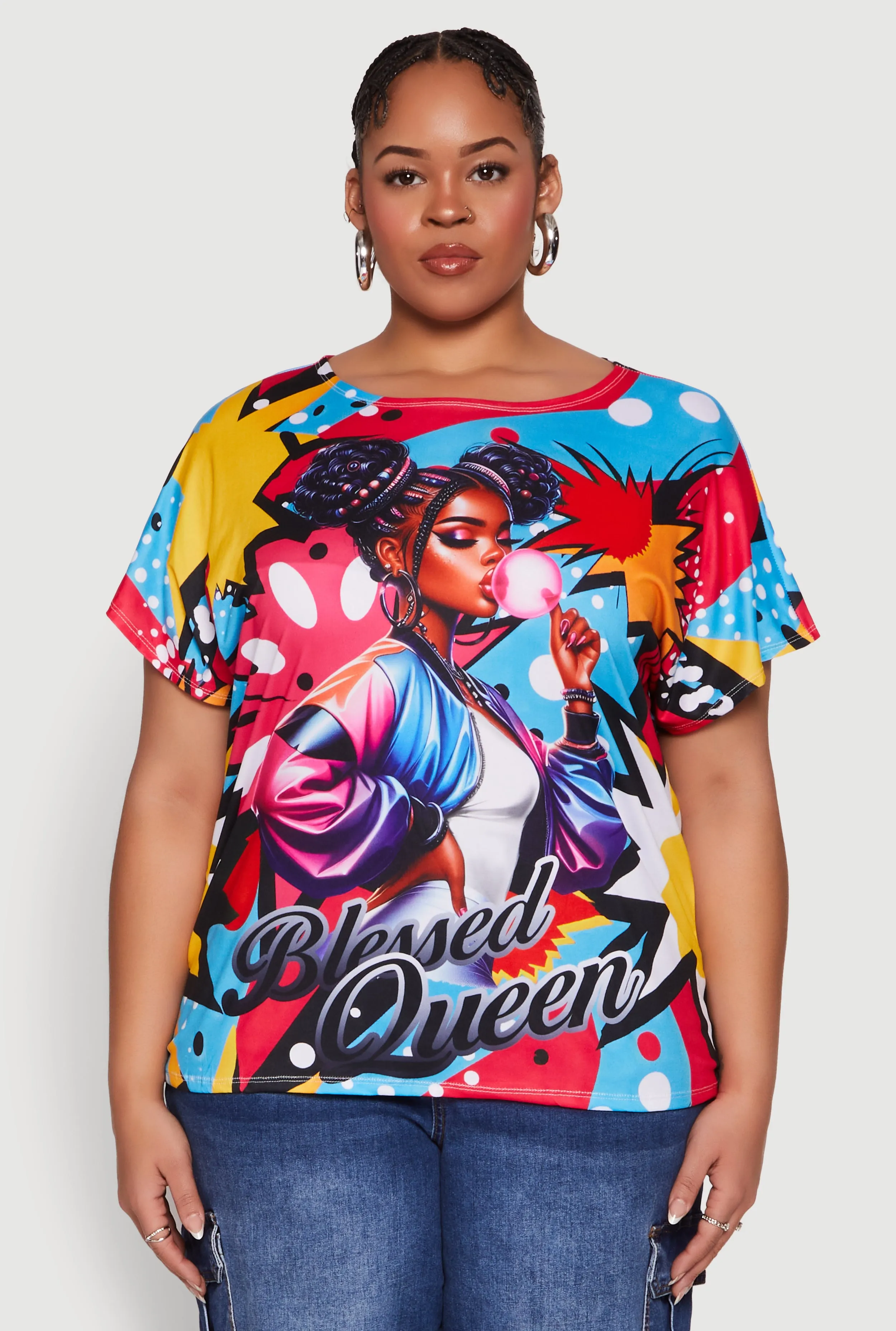 Plus Size Blessed Queen Graphic Tee sold by Rainbow product image thumbnail 2